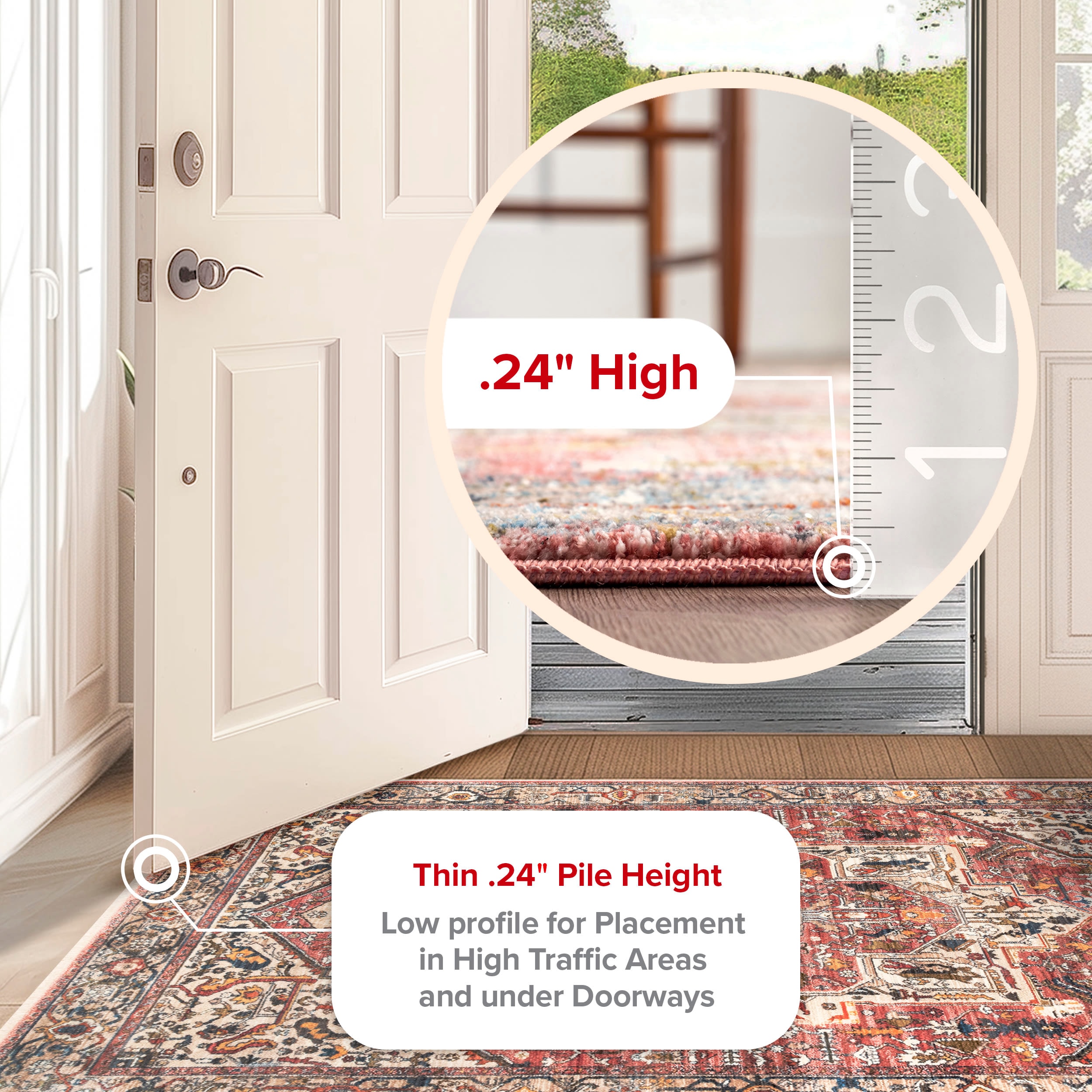 Harriet 2' x 3' Orange Synthetic Medallion Fringe Rug