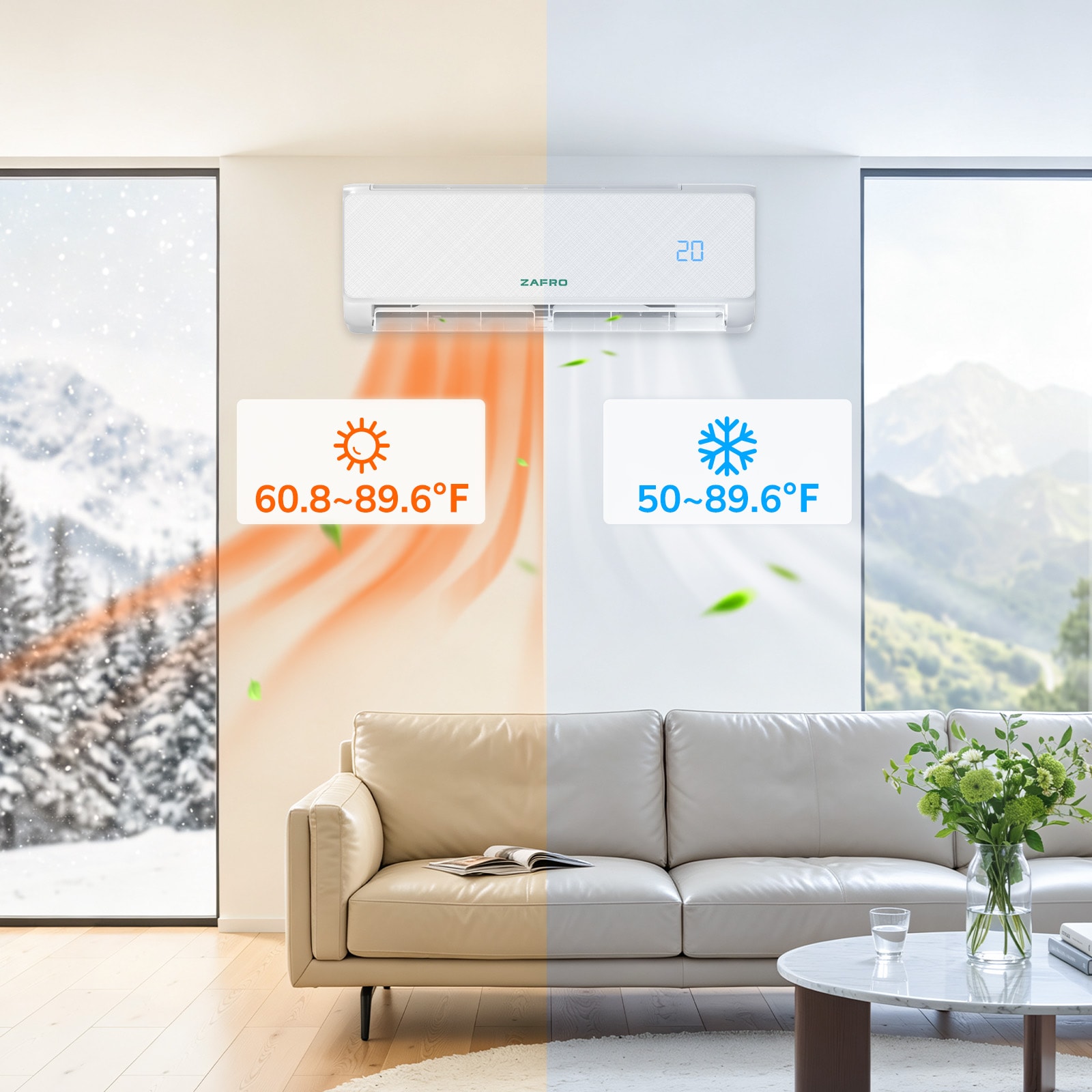 ZAFRO 1 zone 24000-BTU Ductless Mini Split Air Conditioner Heat Pump Included with 115-Volt 19 SEER2 Wifi Enabled Sansujyuku sansujyuku.com