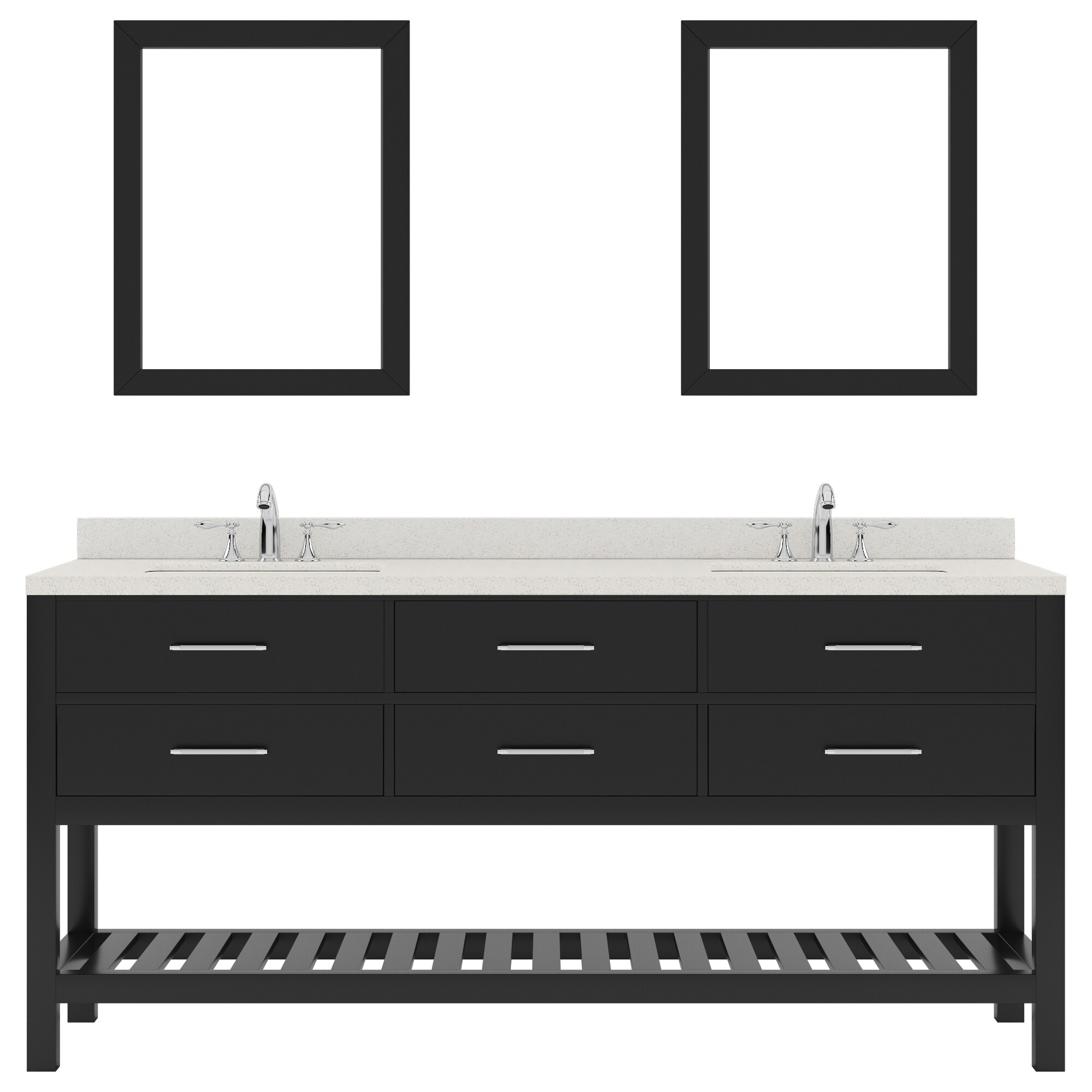 Virtu USA MD-2272-DWQRO-ES Caroline Estate 72-in Espresso Undermount Double Sink Bathroom Vanity with Dazzle White Quartz Top (Mirror Included)