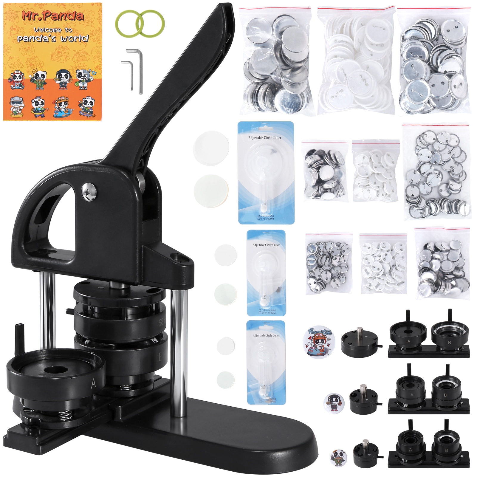 SVOPES SCSL253258MM03779V0 1-3-IN Button Badge Maker Machine 3-in-1 300 Buttons Plastic Button maker machine