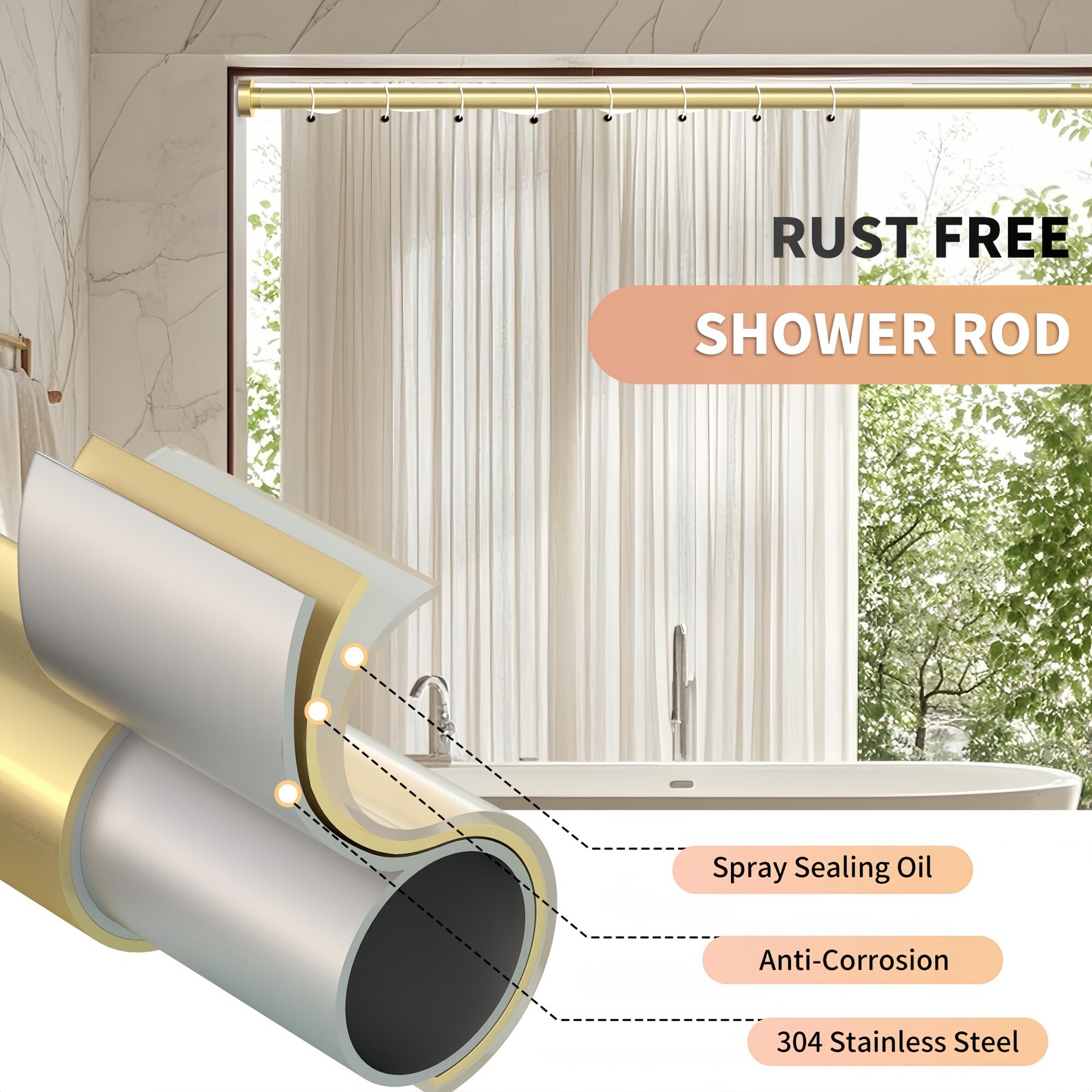 Numhew NHSEAN1049 Shower-Rods - View #3