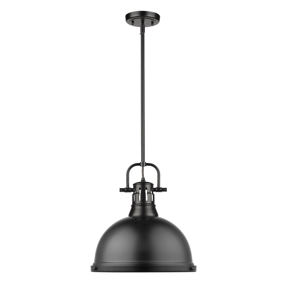 Golden Lighting Duncan Black Transitional Dome Medium Hanging Pendant Light 3604 L Blk Blk At