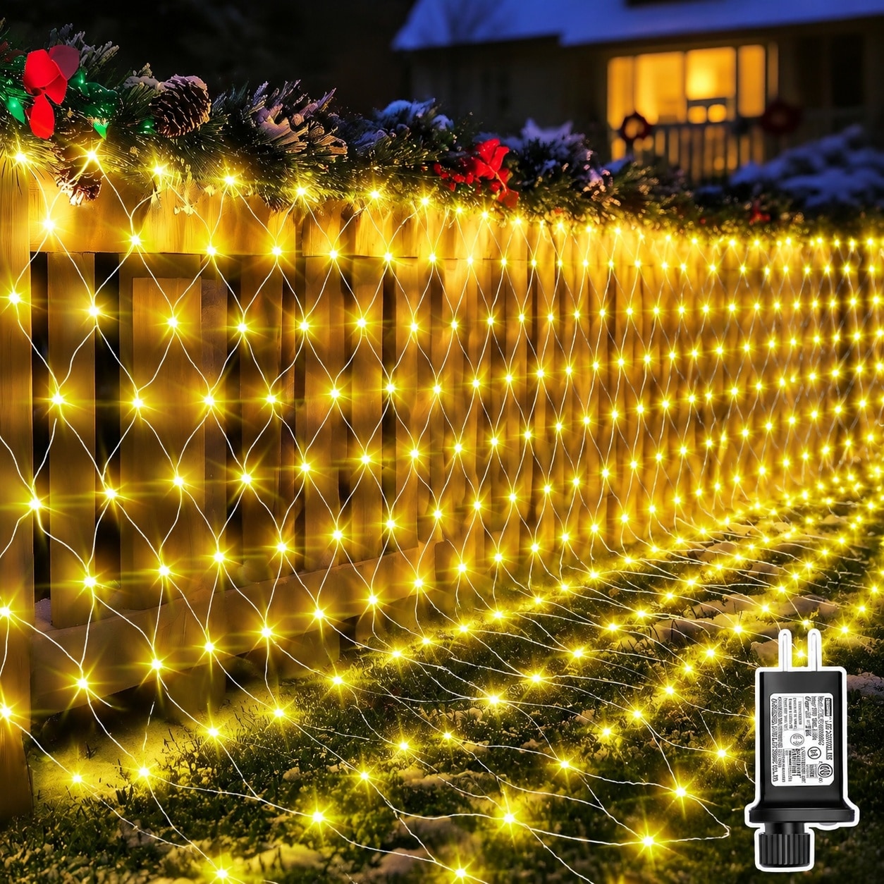 KIWDZFU  Halloween Net Lights 9.8ft by 6.6ft 200 LED Outdoor Mesh Lights with 8 Modes Waterproof Connectable Timer Warm White