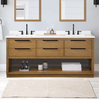 Undermount Double Sink Bathroom Vanity, Light Wood Bathroom Vanity 72 Inch
