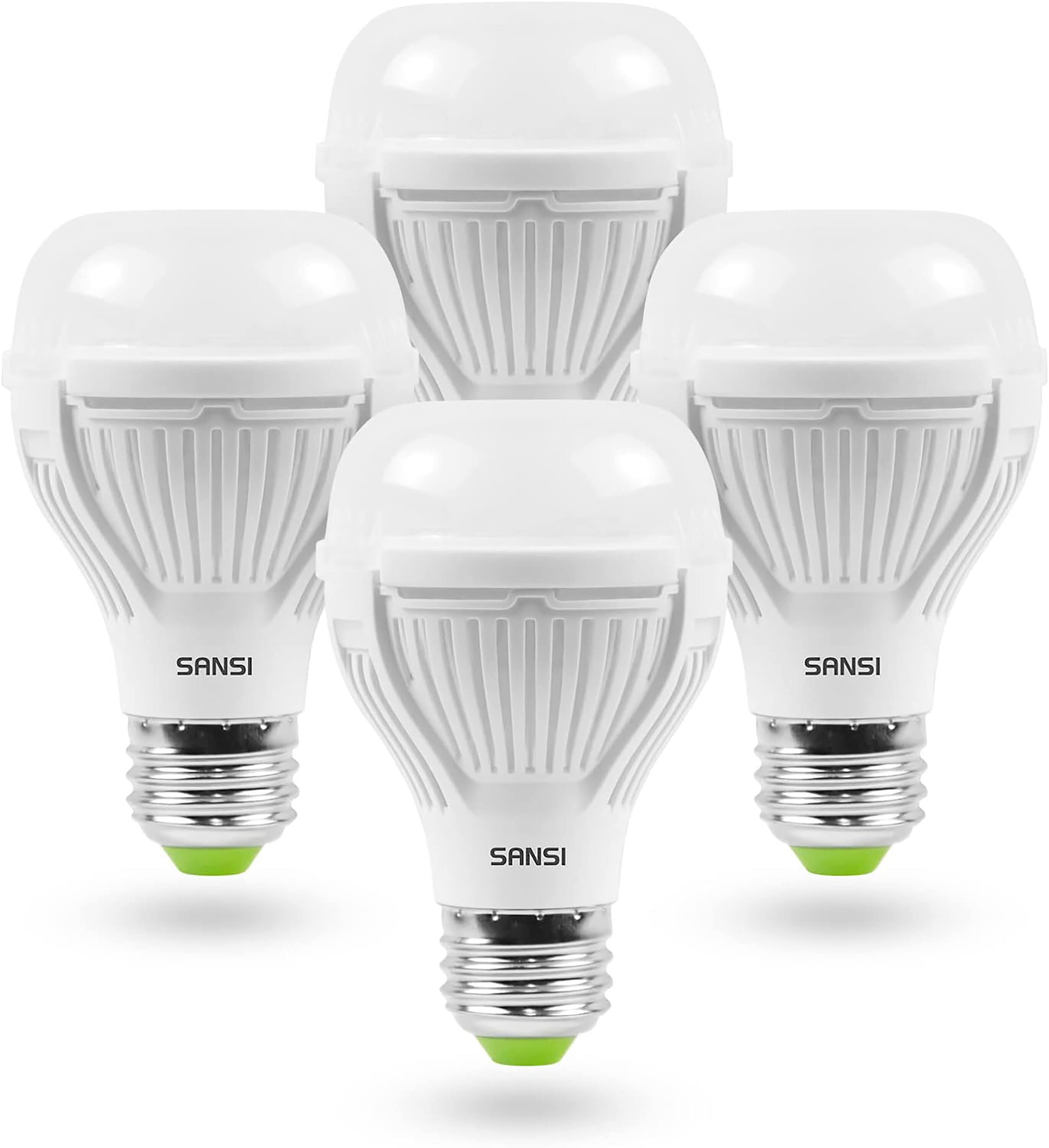 SANSI SANSI Equivalent A19 LED Light Bulb, 4 Pack 1600 Lumens Light 5000K Non-Dimmable, Efficient, Safe, Energy Saving for Home Lighting in the General Purpose LED Light Bulbs department at Lowes.com