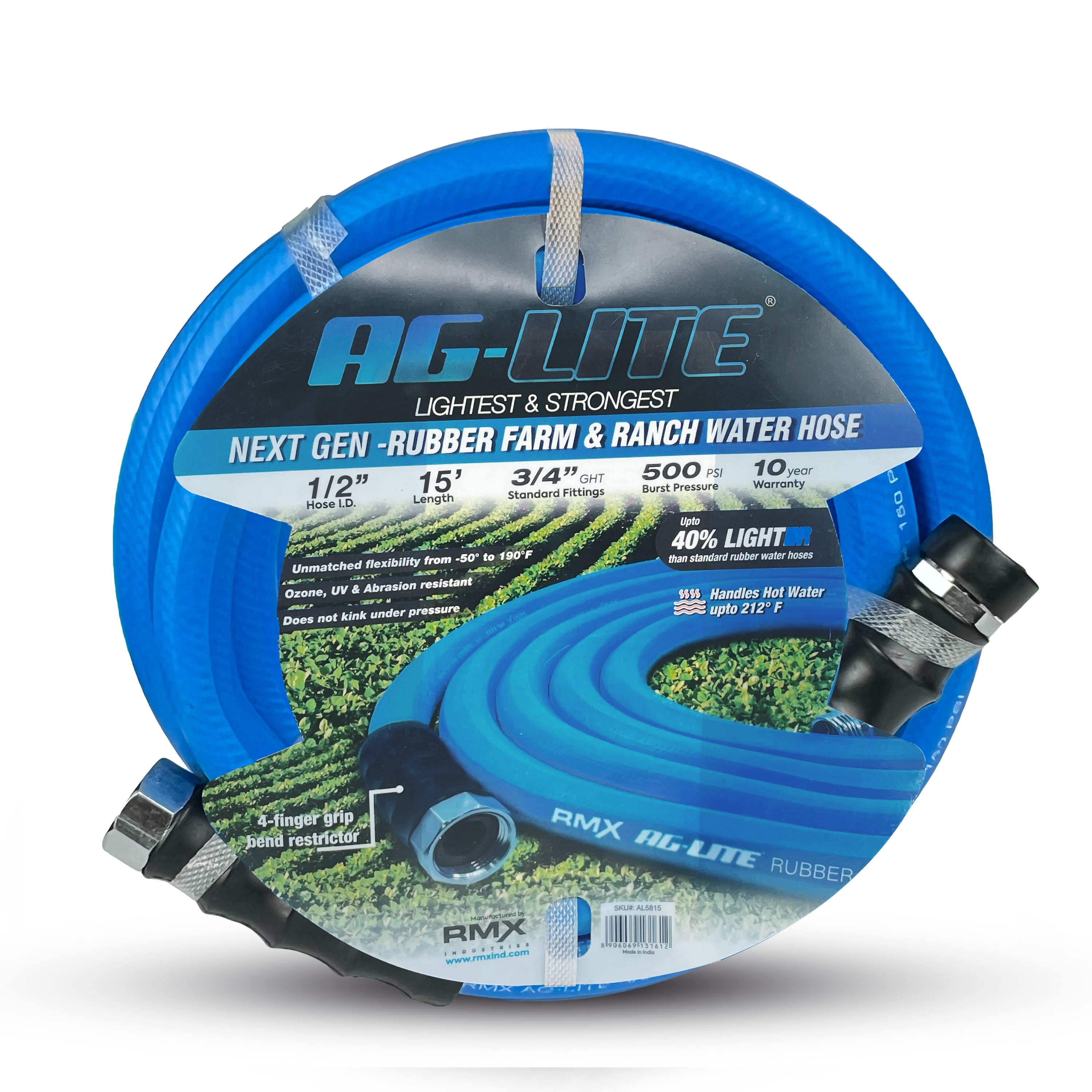 AG-LITE AL1215 1/2-in x 15 Premium -Duty Kink Free Rubber Blue Hose