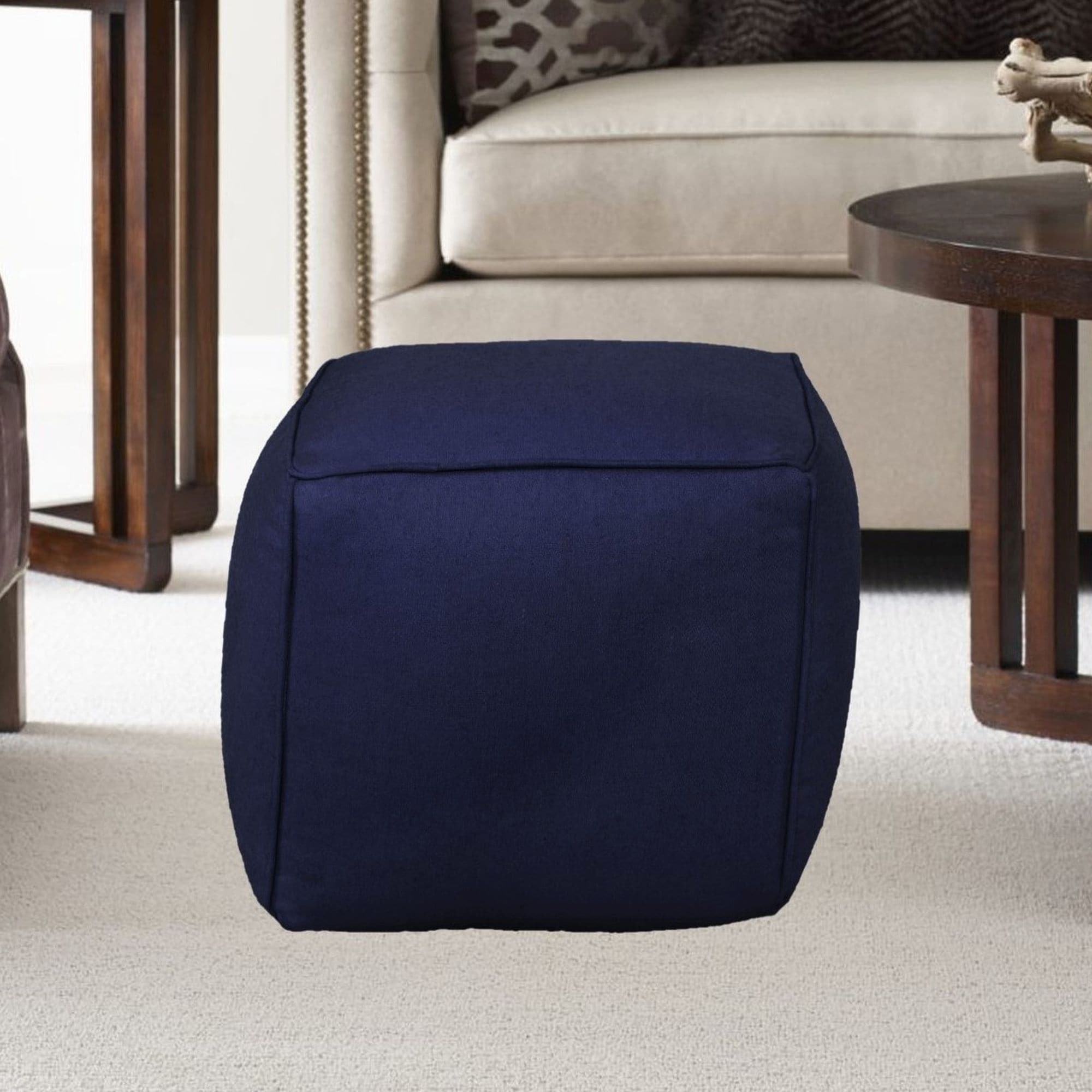 Timberbrook Josey Modern Navy Blue Pouf Ottoman in the Ottomans & Poufs ...