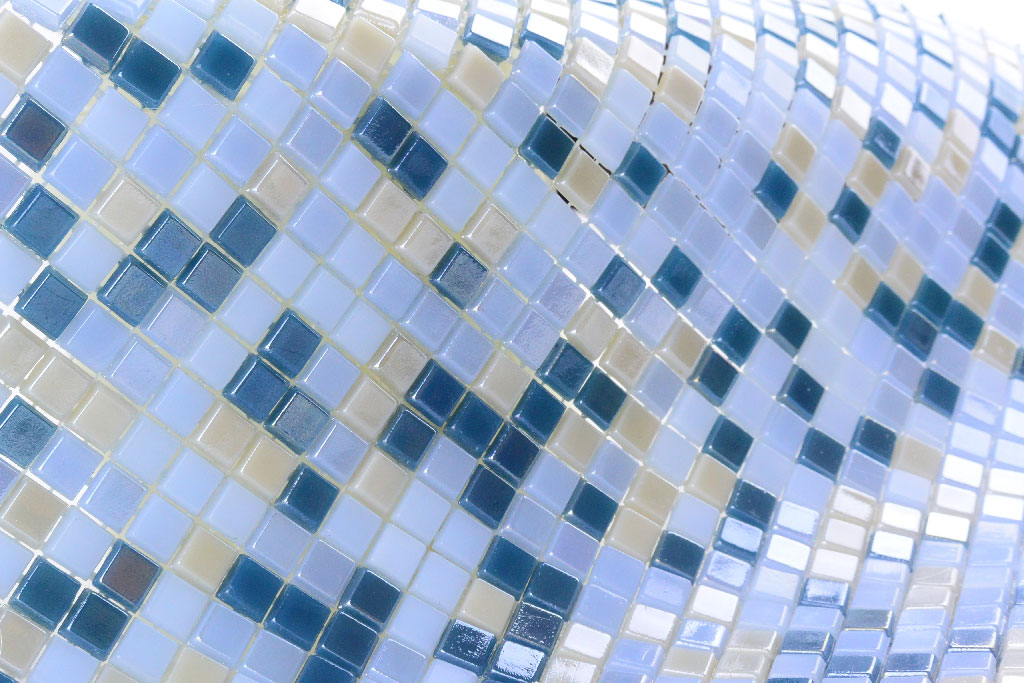 Abolos LWSGALST8-PL Galaxy Blue Beige 12-in x 12-in Iridescent Glass Mosaic Floor and Wall Tile ( 15-sq ft Carton )