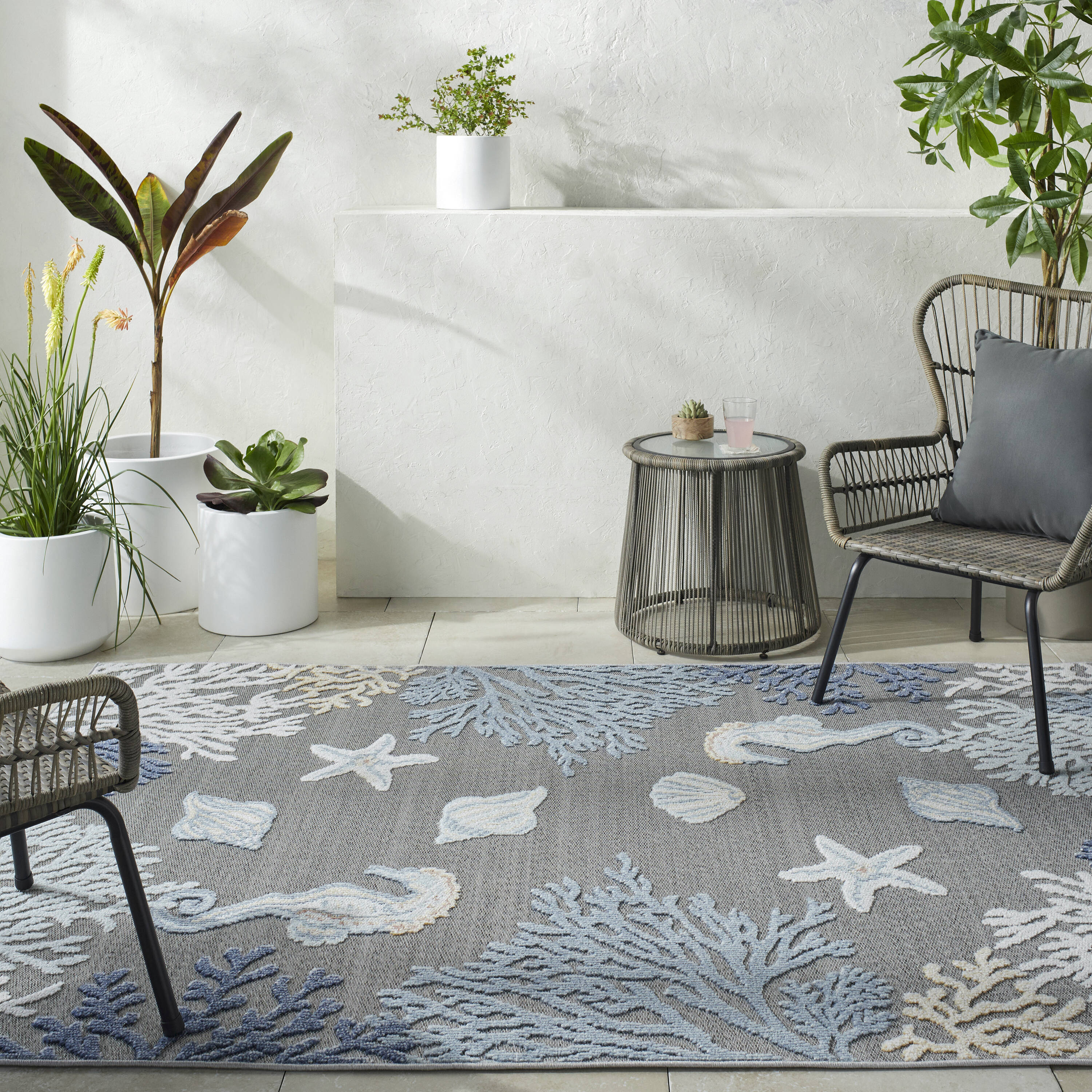 Livabliss LKD2311-537 Lakeside 5 x 7 (ft) Polypropylene Blue Rectangular Indoor/Outdoor Coastal Area rug