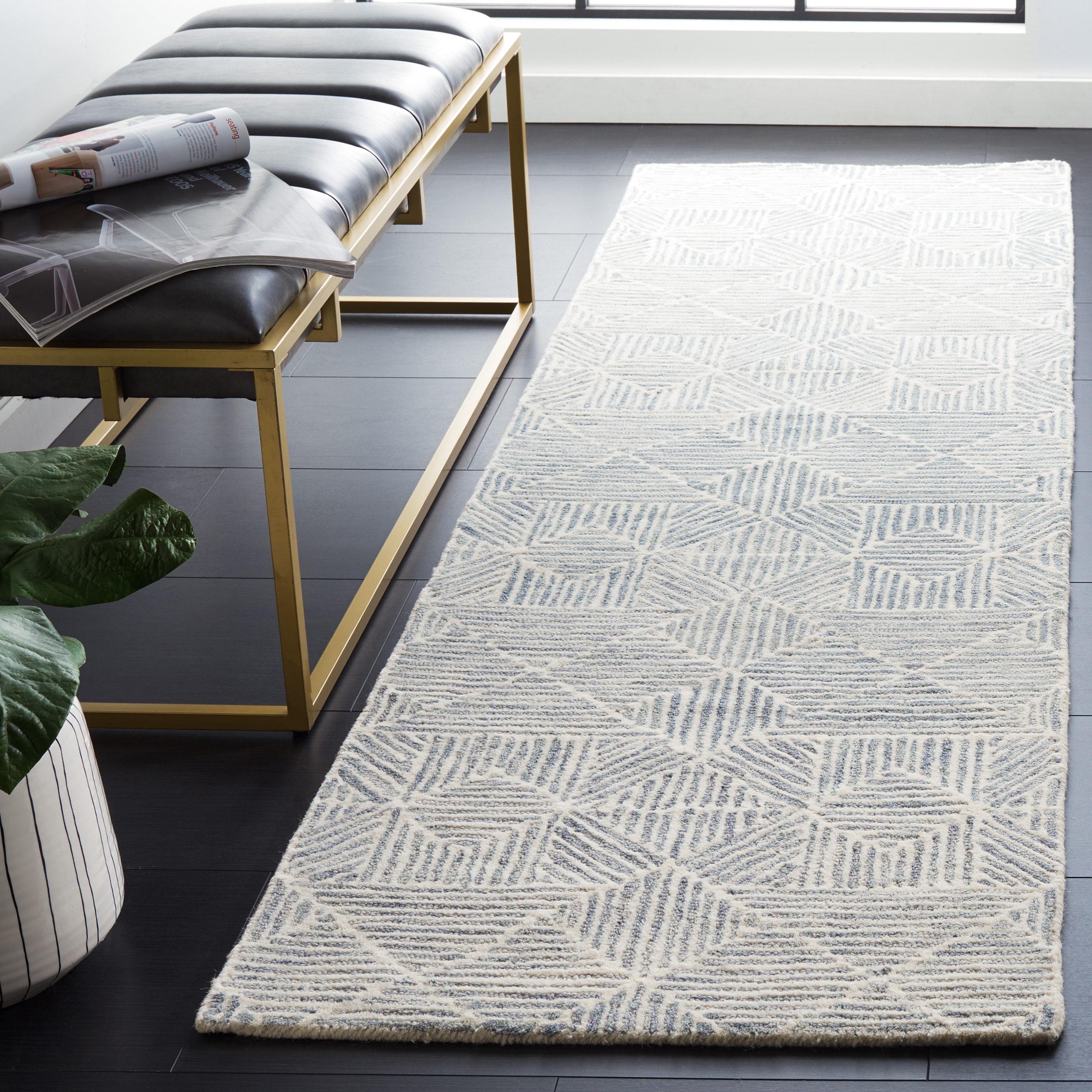  Abstract 763 Gray/Ivory Contemporary 2ft-3in x 6ft Runner Rug