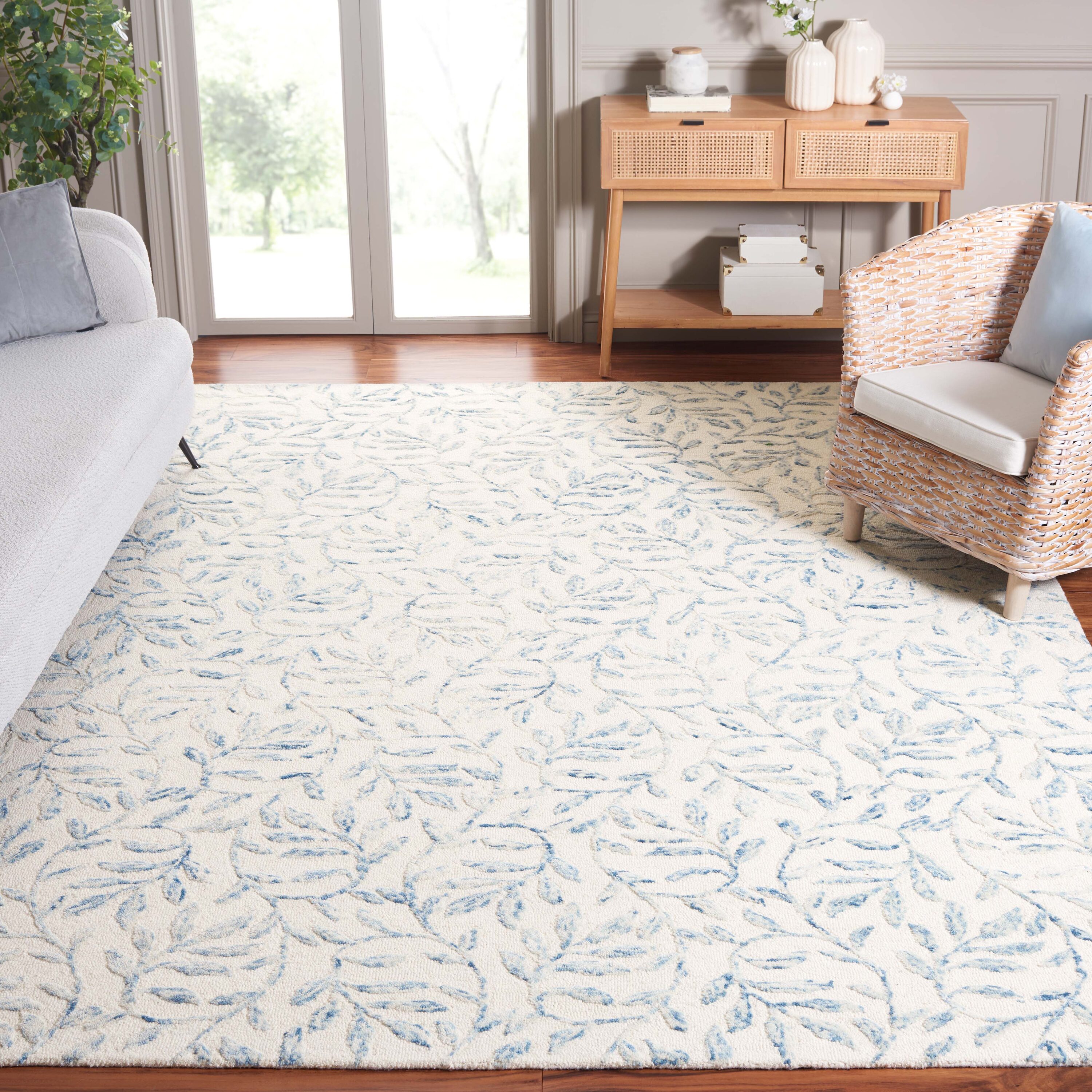  Jardin 734 Ivory/Blue Contemporary 8Ft x 10Ft Large Rectangle Rug