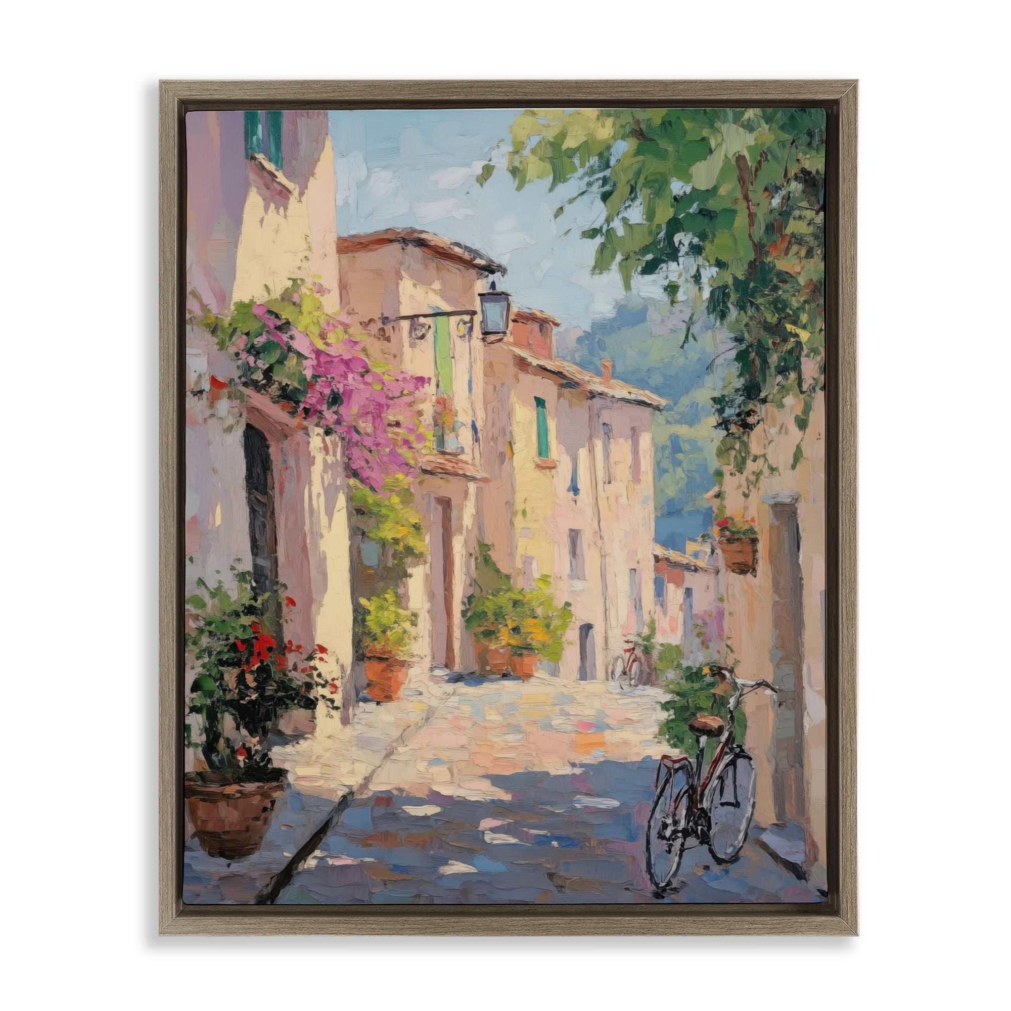 Stupell Industries BT-793-FFE-24X30 Cobblestone Path City Architecture Floating Frame design by Nini Art