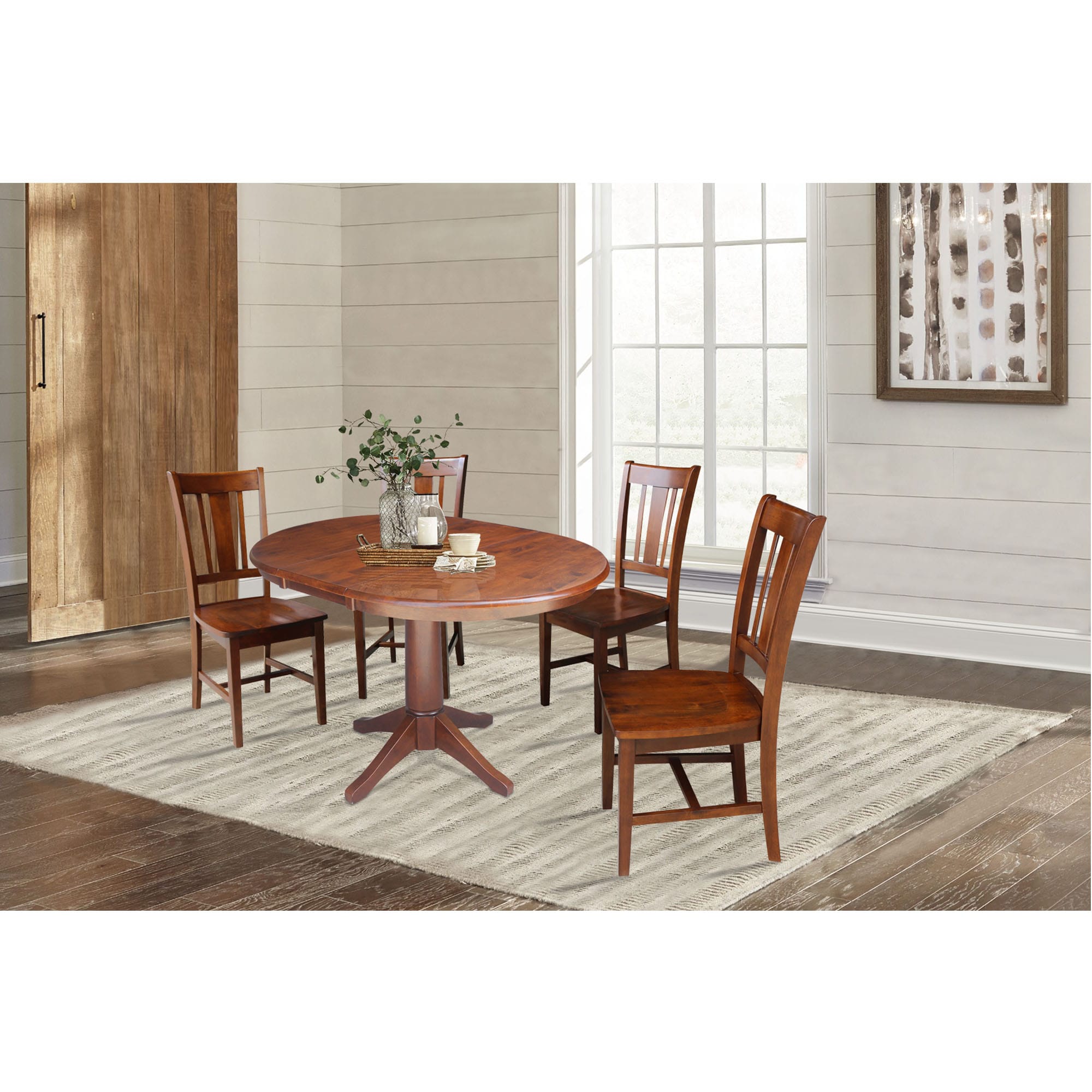 International Concepts Espresso Traditional Dining Room Set with Round ...