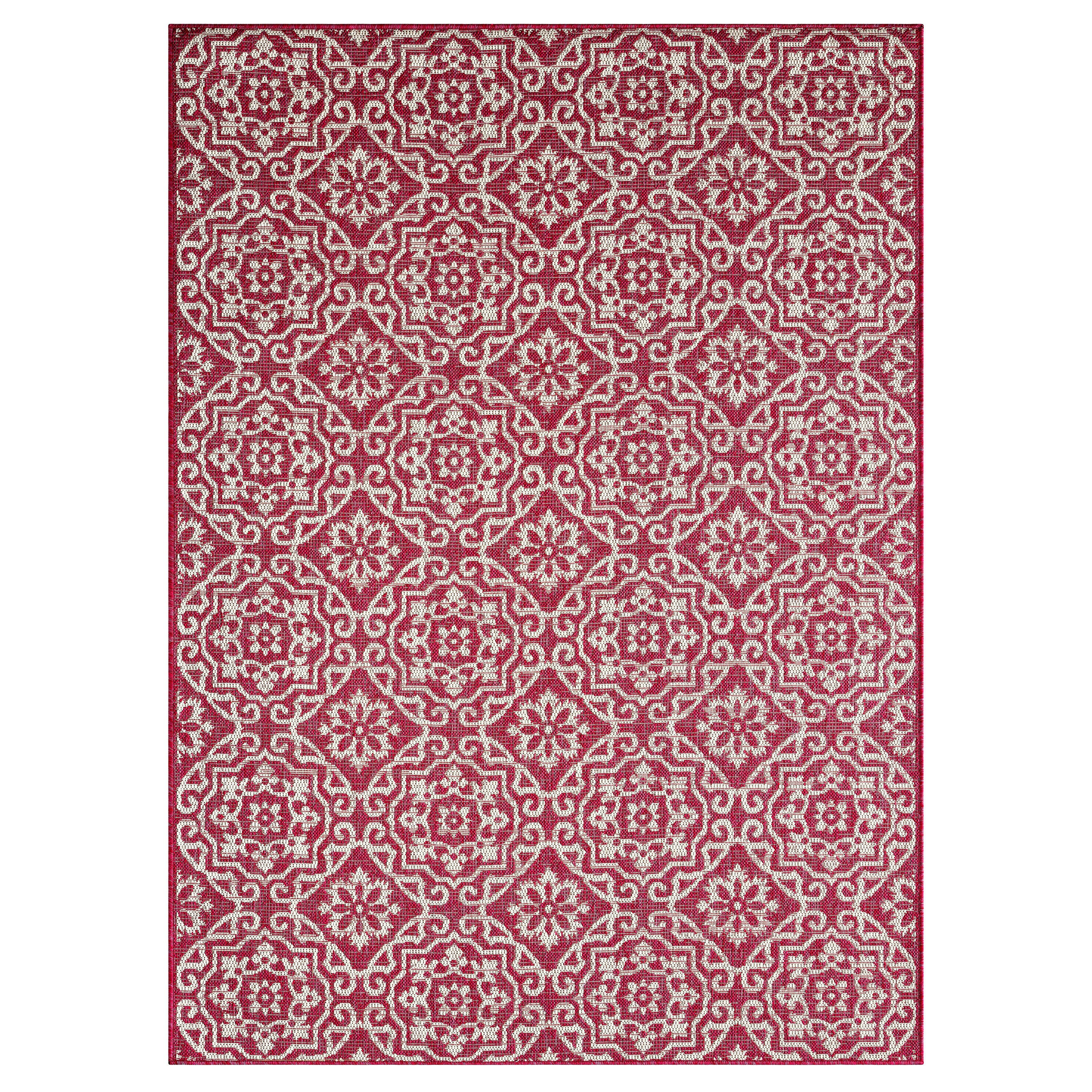 Nicole Miller 2A-6681-200 6 x 9 (ft) Loomed Polypropylene Pink Rectangular Indoor/Outdoor Geometric French Country Area rug