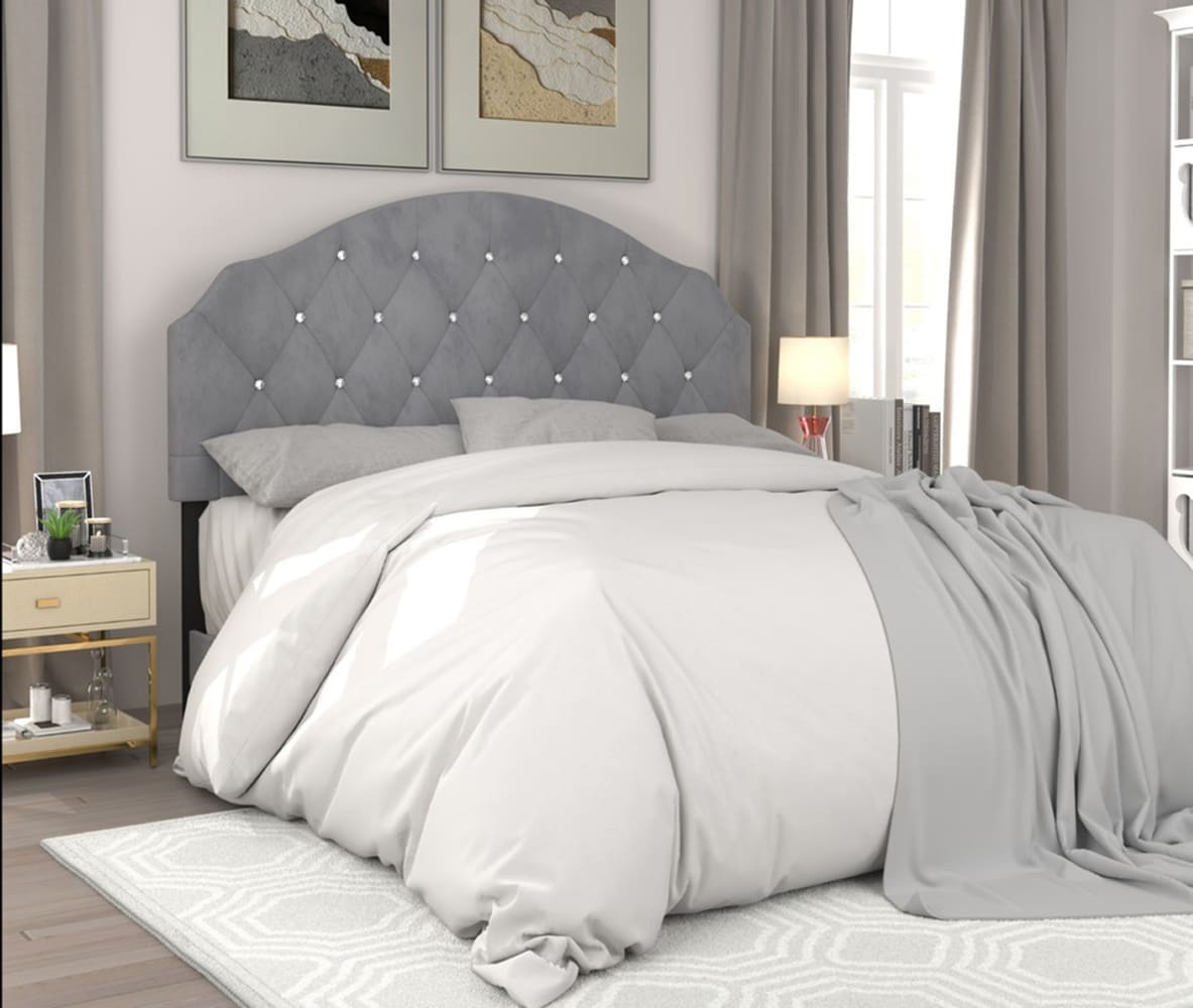 Home Design - Silver Gray King Linen Upholstered Headboard