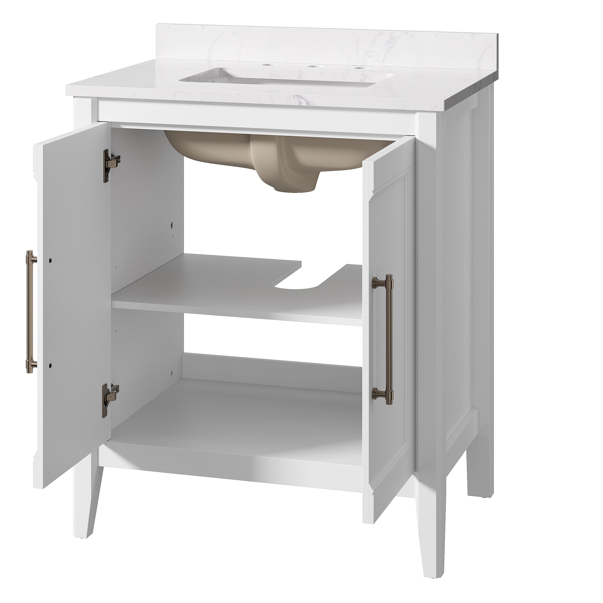 Likimio 30-in W White Undermount Single Sink Bathroom Vanity with
