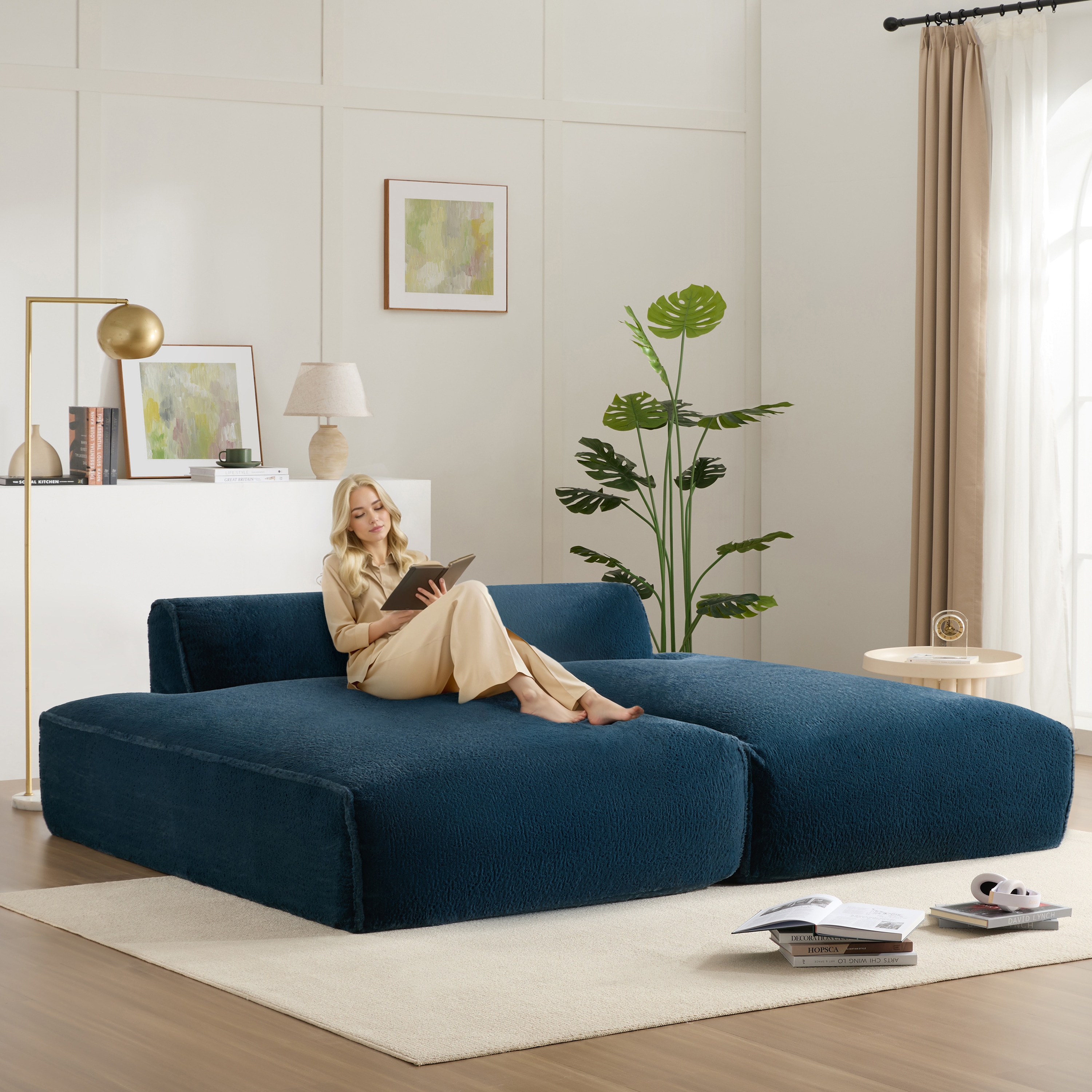 ModernLuxe N723S9701C Oversized Modular Sectional SofaFully CompressedSpacious FoamFilled Sofa Bed for Living Roomelderly  friendly design2 PC Free CombinationNo Assembly Required3 Colors