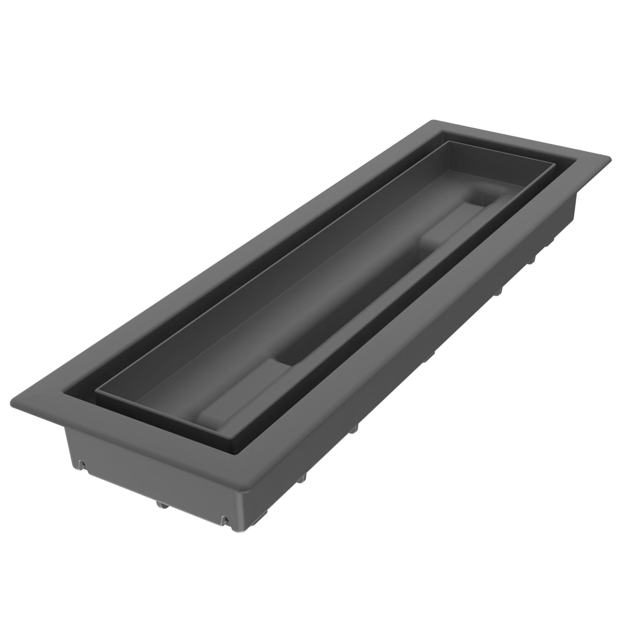 Fittes Framed 4-in x 14-in 1-way ABS Plastic Matte Black Floor Register