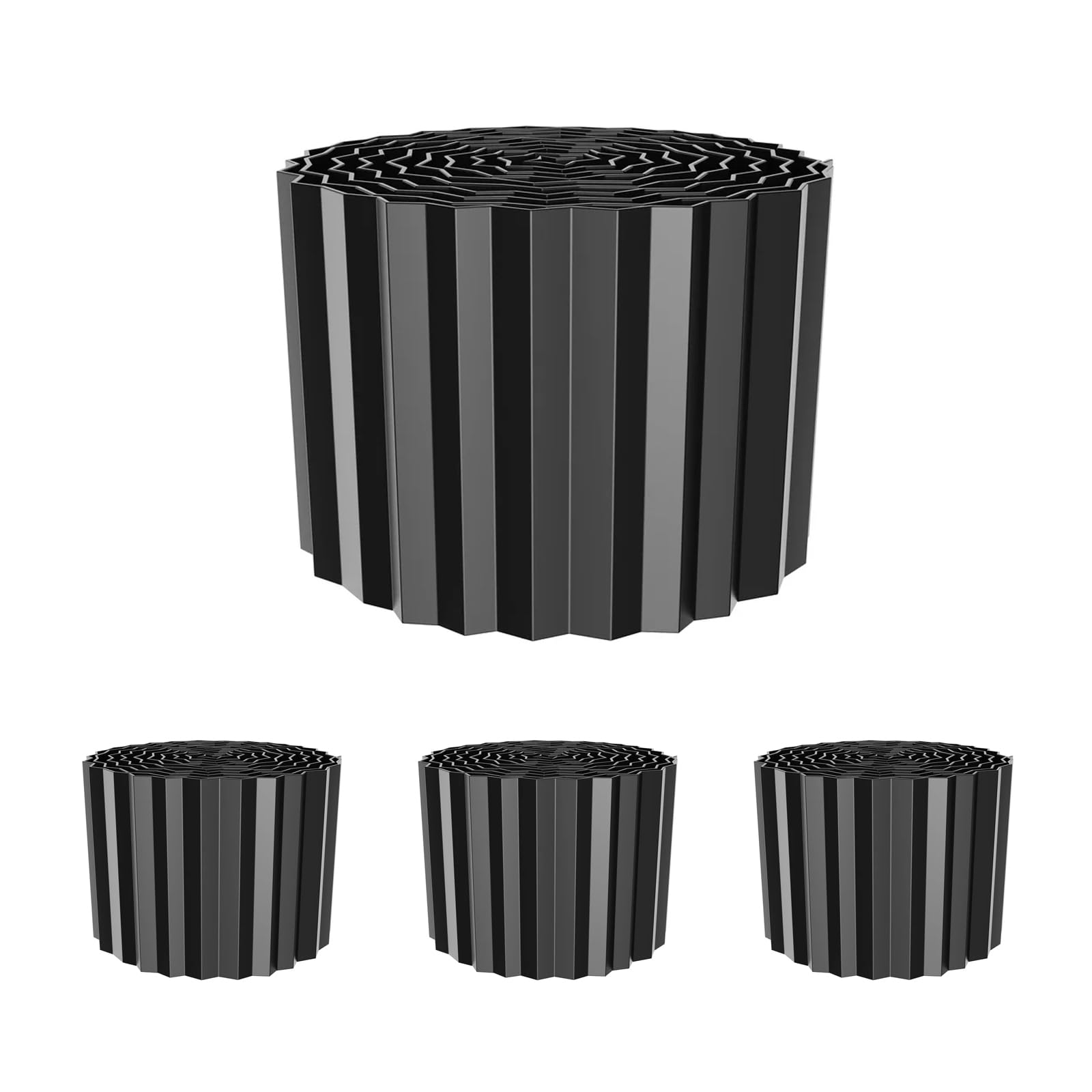 Garvee 8 in x 20ft Corrugated Black Metal Landscape Edging 4 Rolls Rustproof Galvanized Steel Garden Border for Beds Lawns and Trees