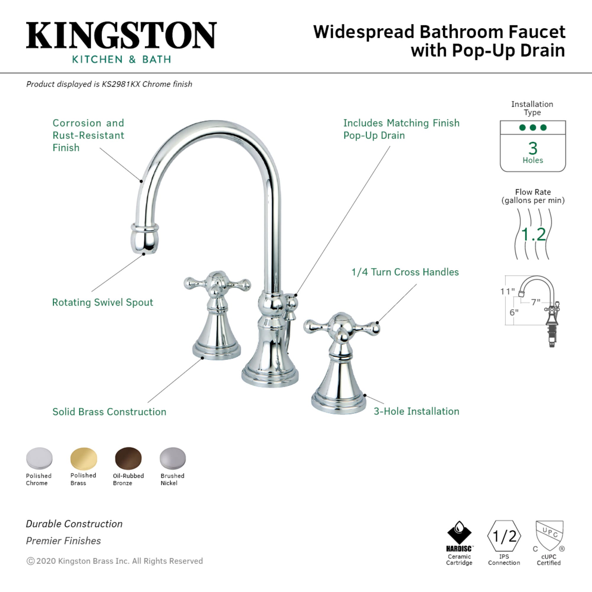 Elements of Design ES2985KX Lavatory-Faucets - View #2