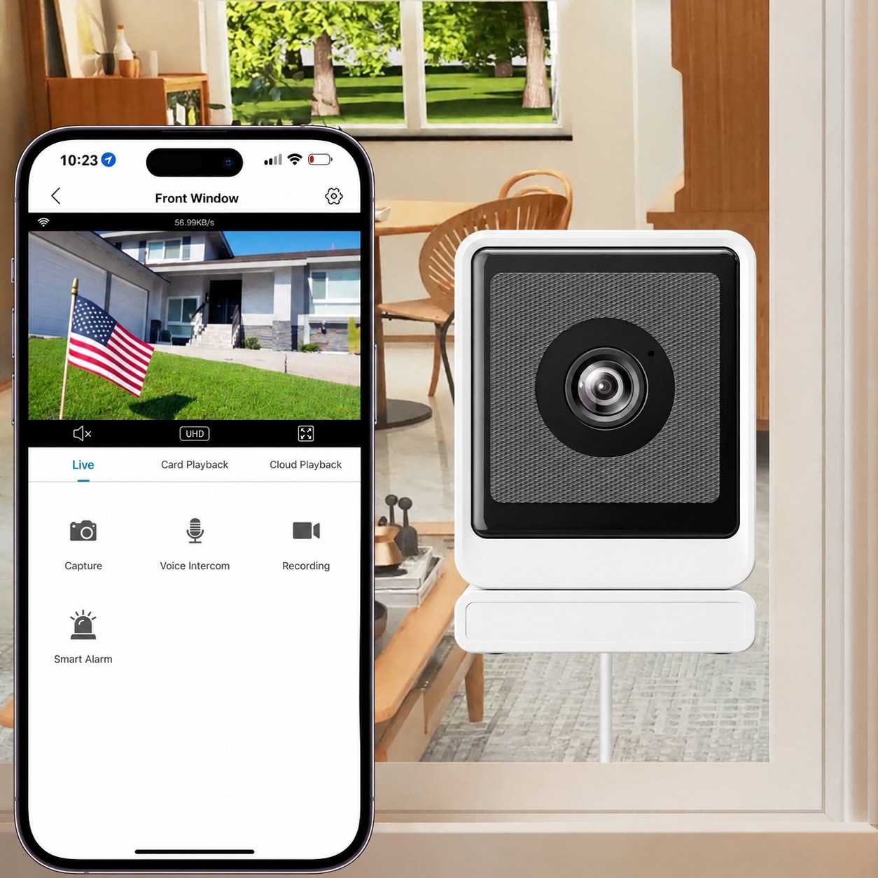 Yichuhaoxi  3MP 2K Window Security Camera Indoor WiFi Camera Color Night Vision Motion Detection 24 7 Recording SD Card US Cloud Storage Easy