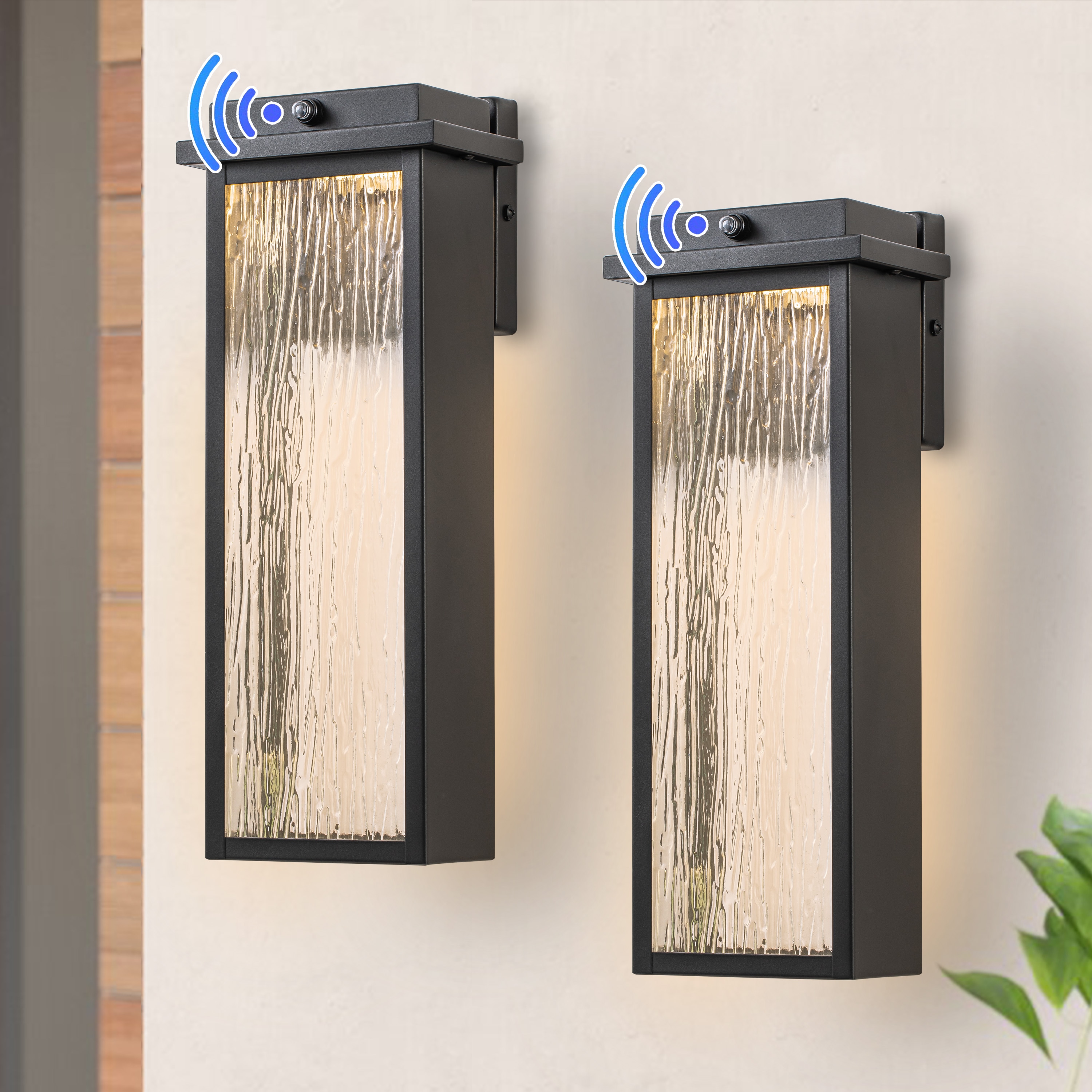 C Cattleya LCA2428-2W 2 -Pack 15-in H Matte Black Hardwired Dusk to Dawn Integrated LED Outdoor Wall Light