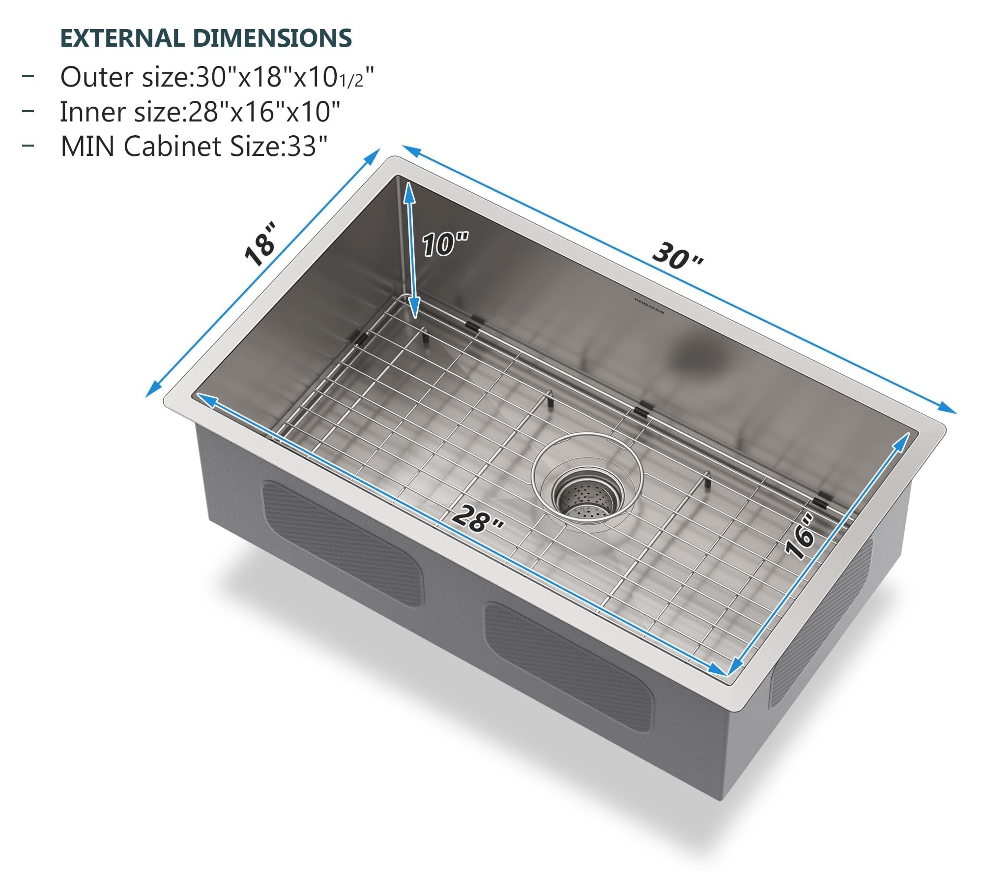 WELLFE MSJ3018R10M Kitchen-Sinks - View #3