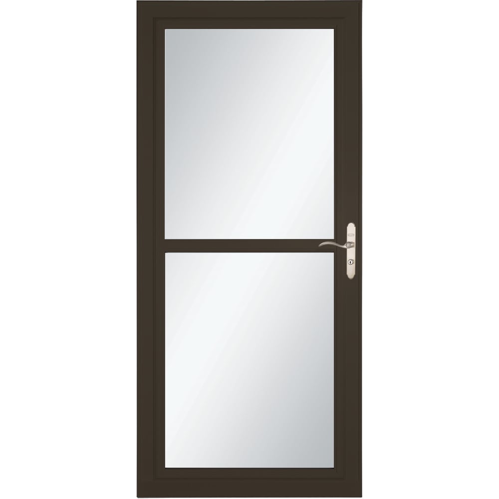 Tradewinds Selection 32-in x 81-in Elk Full-view Retractable Screen Aluminum Storm Door with Brushed Nickel Handle in Brown | - LARSON 1460404117