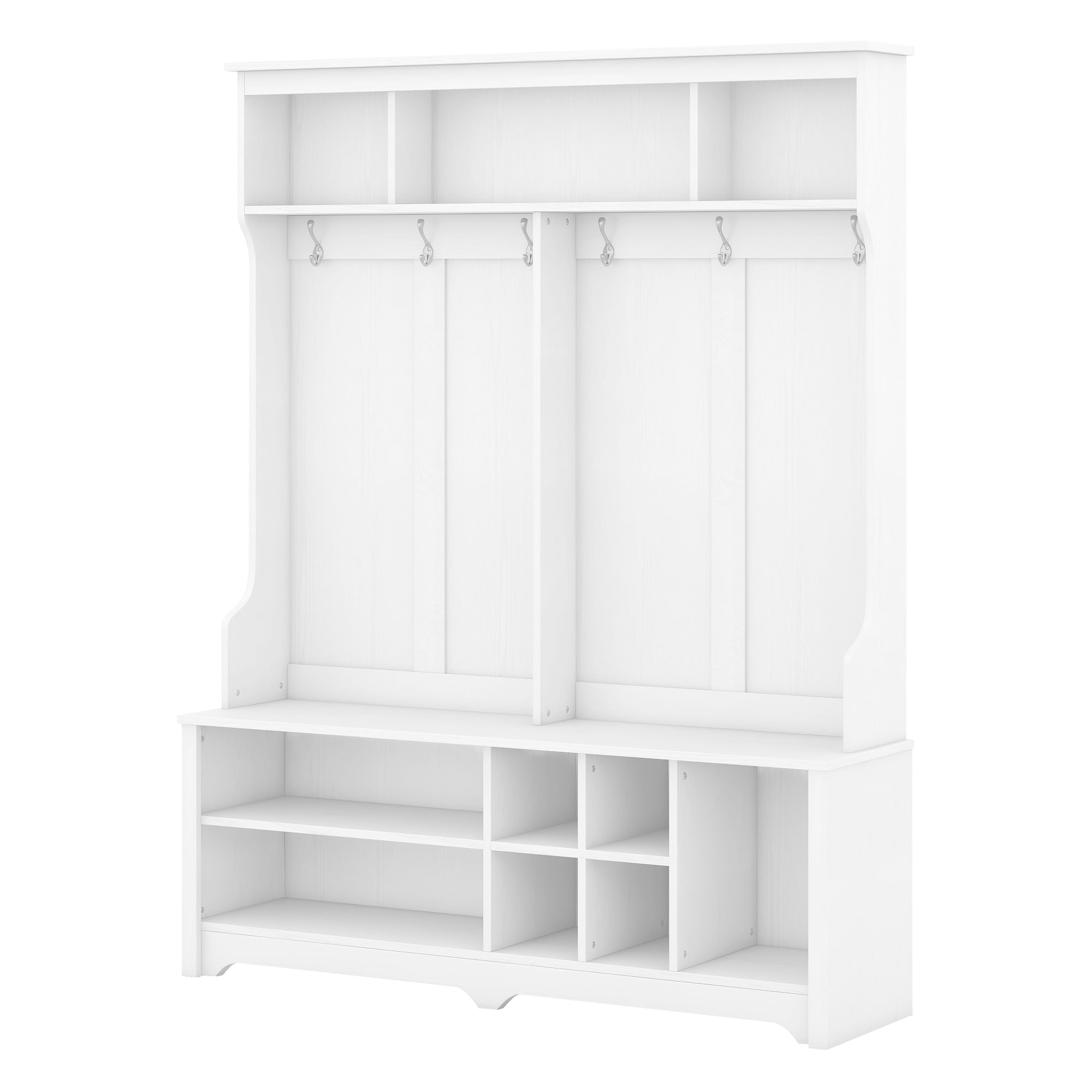 SINOFURN SYD330009WT Rustic 60-in White Wood Hall Tree