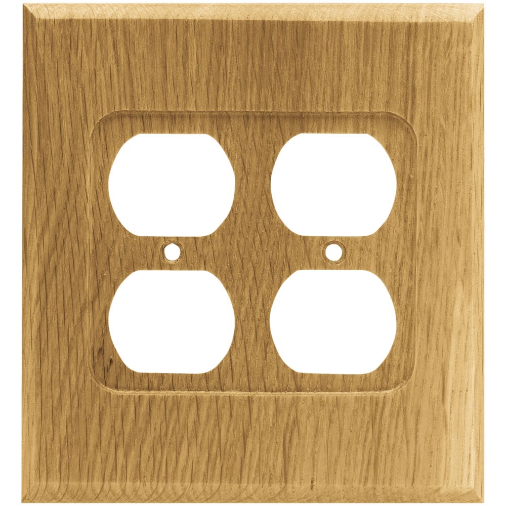 Brainerd Wood Square 2-Gang Medium Oak Duplex Standard Wall Plate in ...