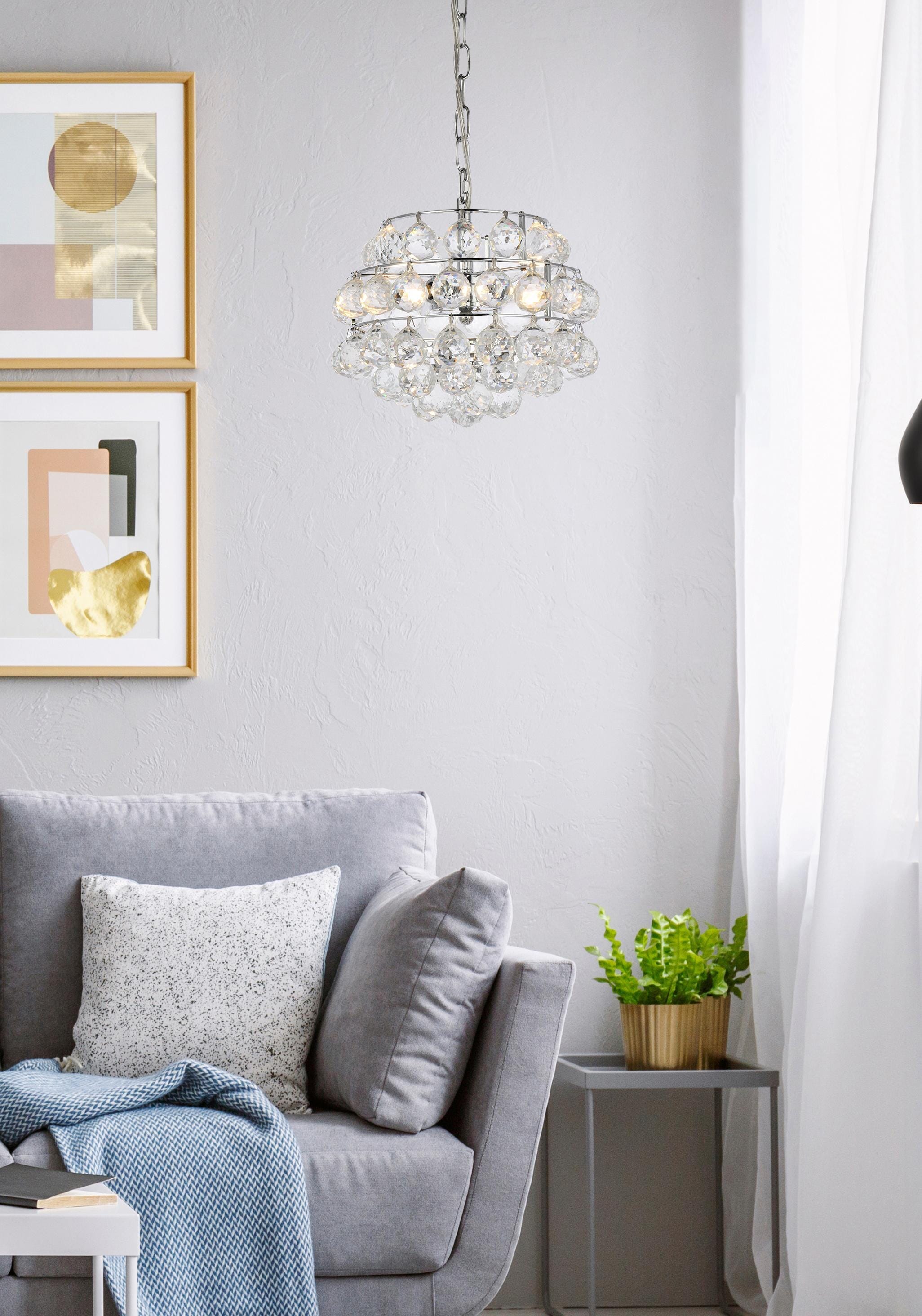 Savannah Chrome 12" Pendant Light with Crystal Accents
