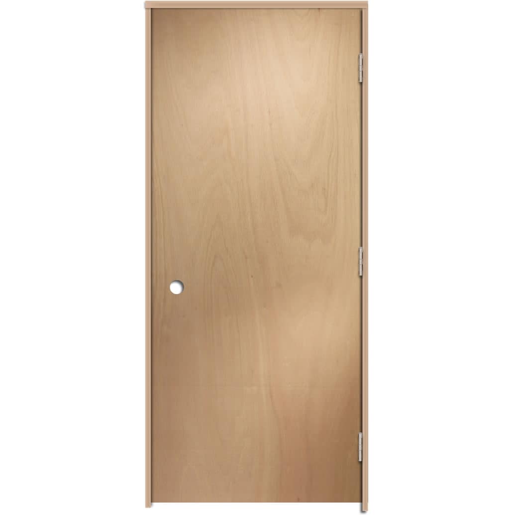 RELIABILT LOE830735 36-in x 80-in Unfinished Hollow core Flush Left hand Textured Unfinished Lauan Wood Flat Jamb Single Prehung Interior Door