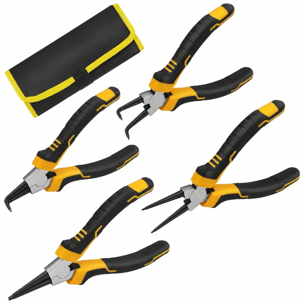 Etokfoks 4 Piece Snap Ring Pliers Set 7 Inch Internal External Circlip Kit Straight Bent Jaw 5 64 Inch Tip #LET7TZUBH