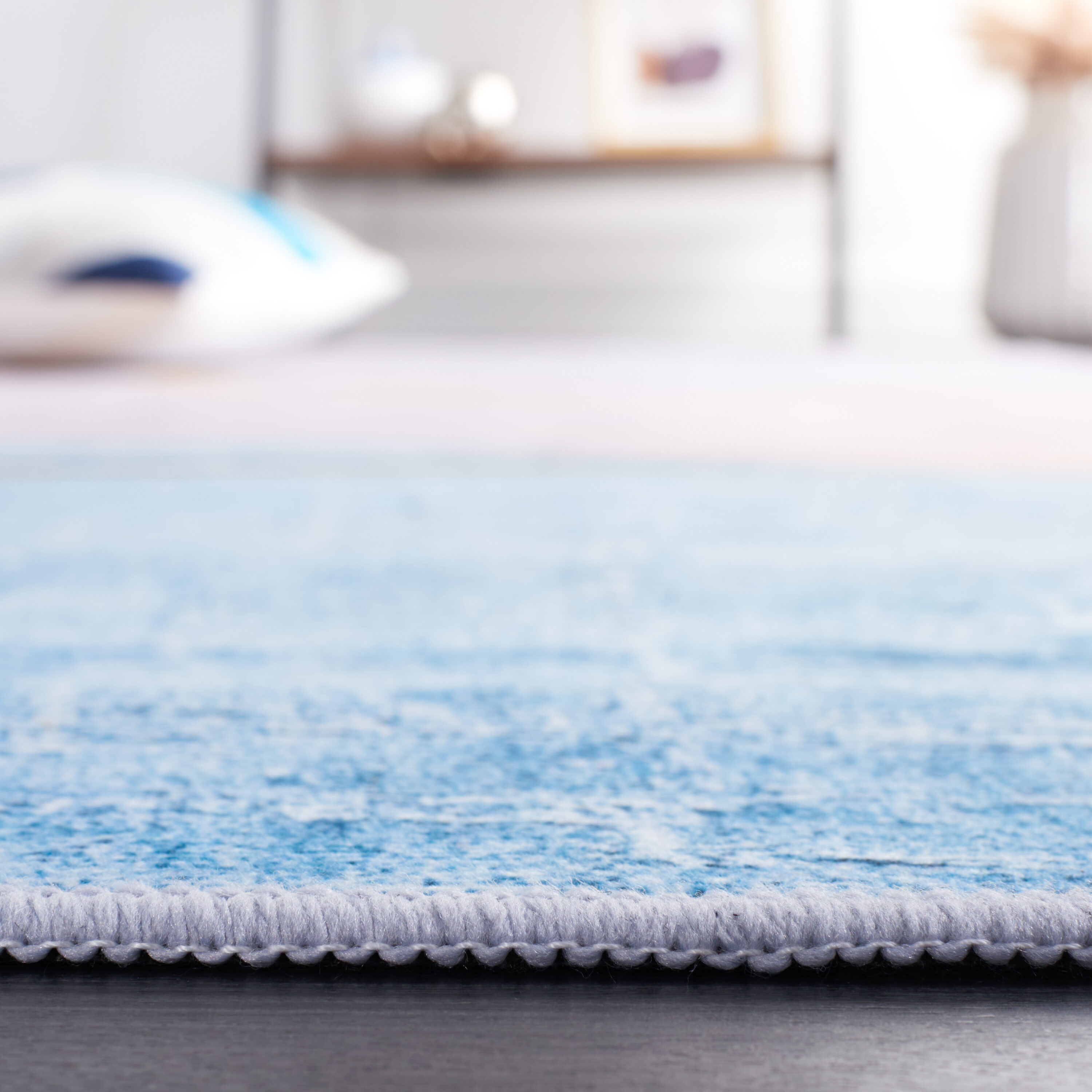 Blue and Beige Abstract Washable 9' x 12' Area Rug