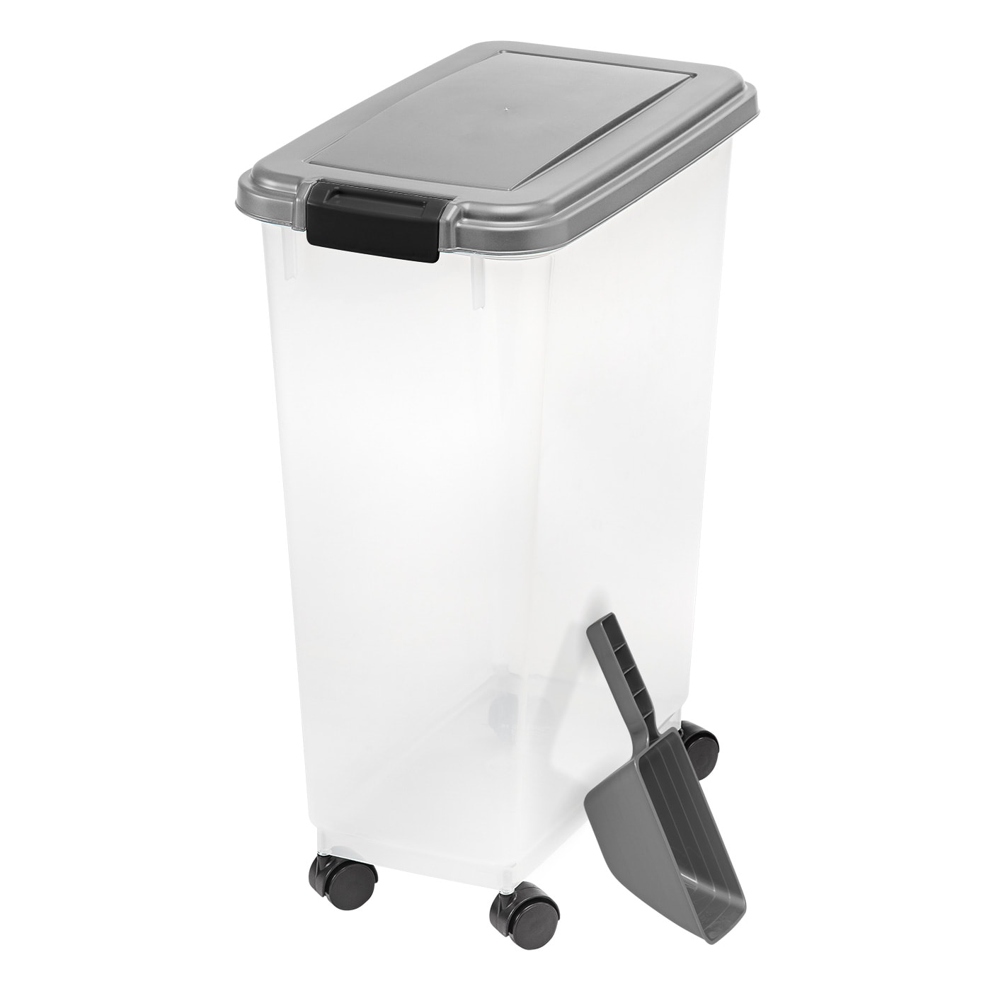 Iris USA 35lbs/47qt Airtight Pet Food Container with Casters and Scoop, Chrome