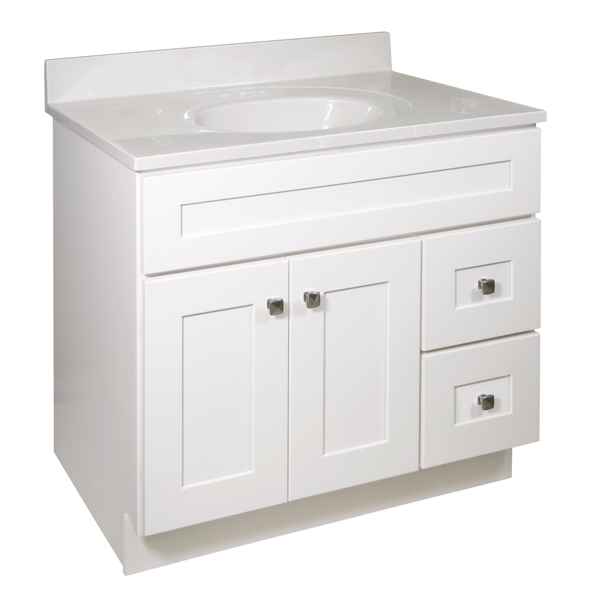 Design House 585703 Brookings 37-in White Single sink Bathroom Vanity with White on White Cultured marble Top