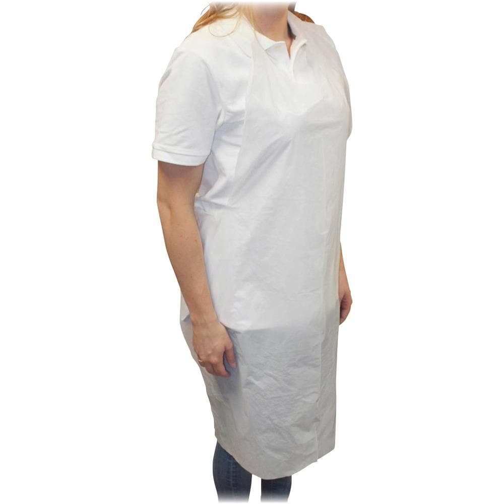 White Disposable Plastic Aprons, Pack of 100