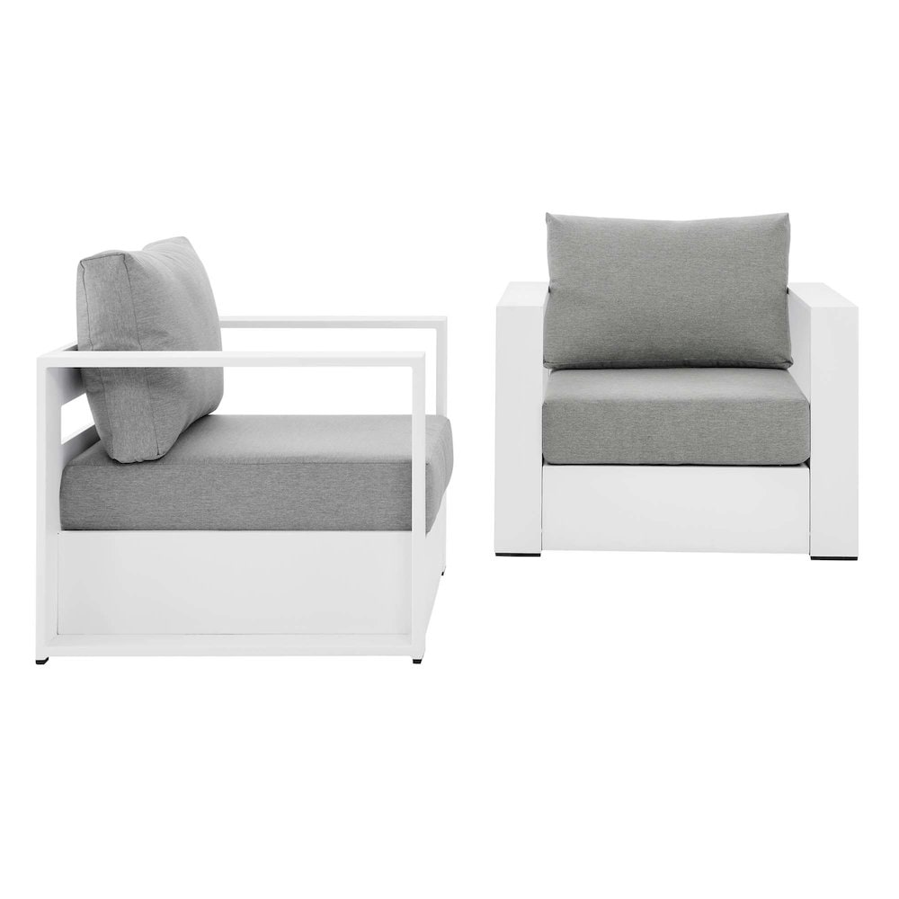 Modway EEI-5751-WHI-GRY Tahoe 2-Piece Outdoor Patio Powder-Coated Aluminum Armchair Set
