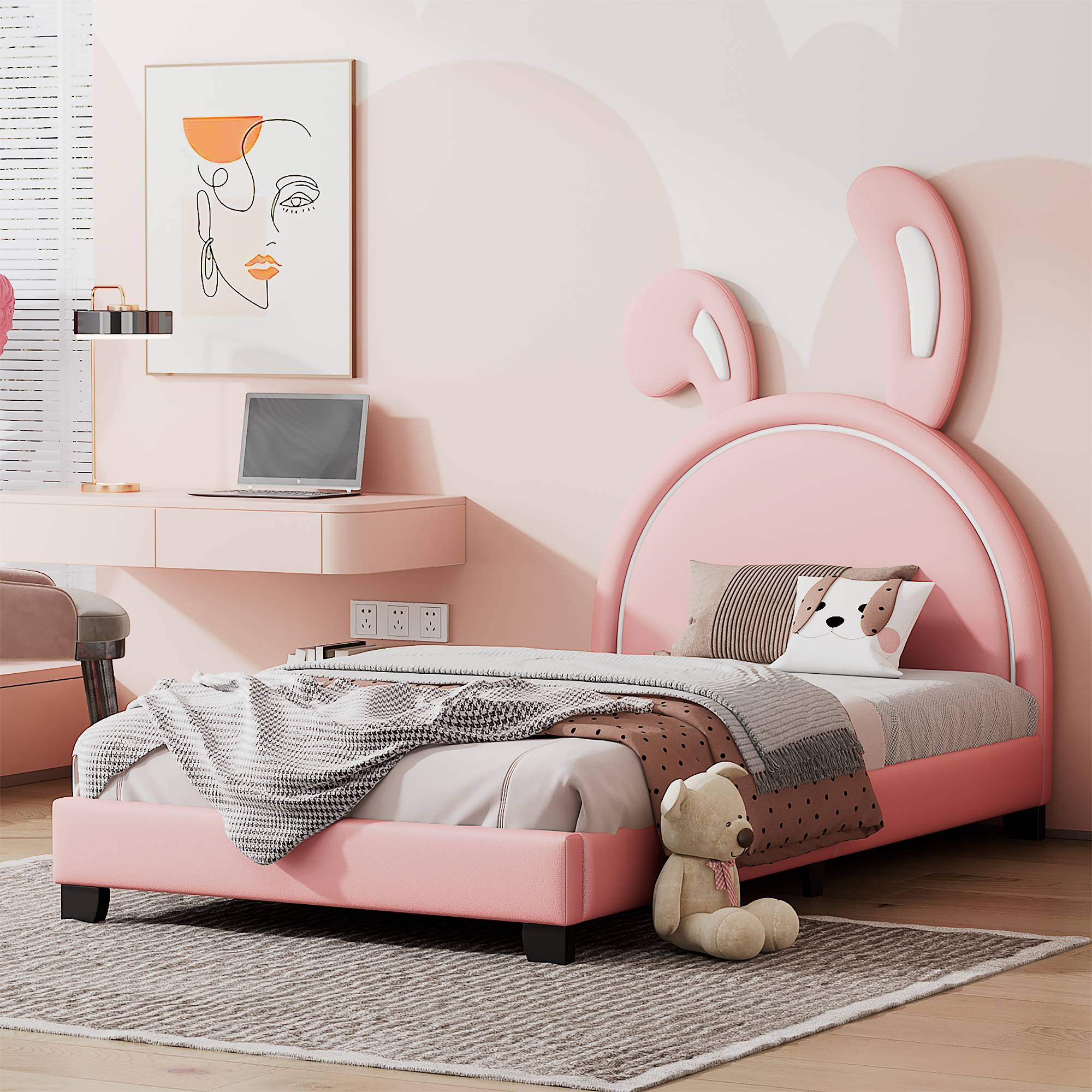 Pink twin store size bed frame