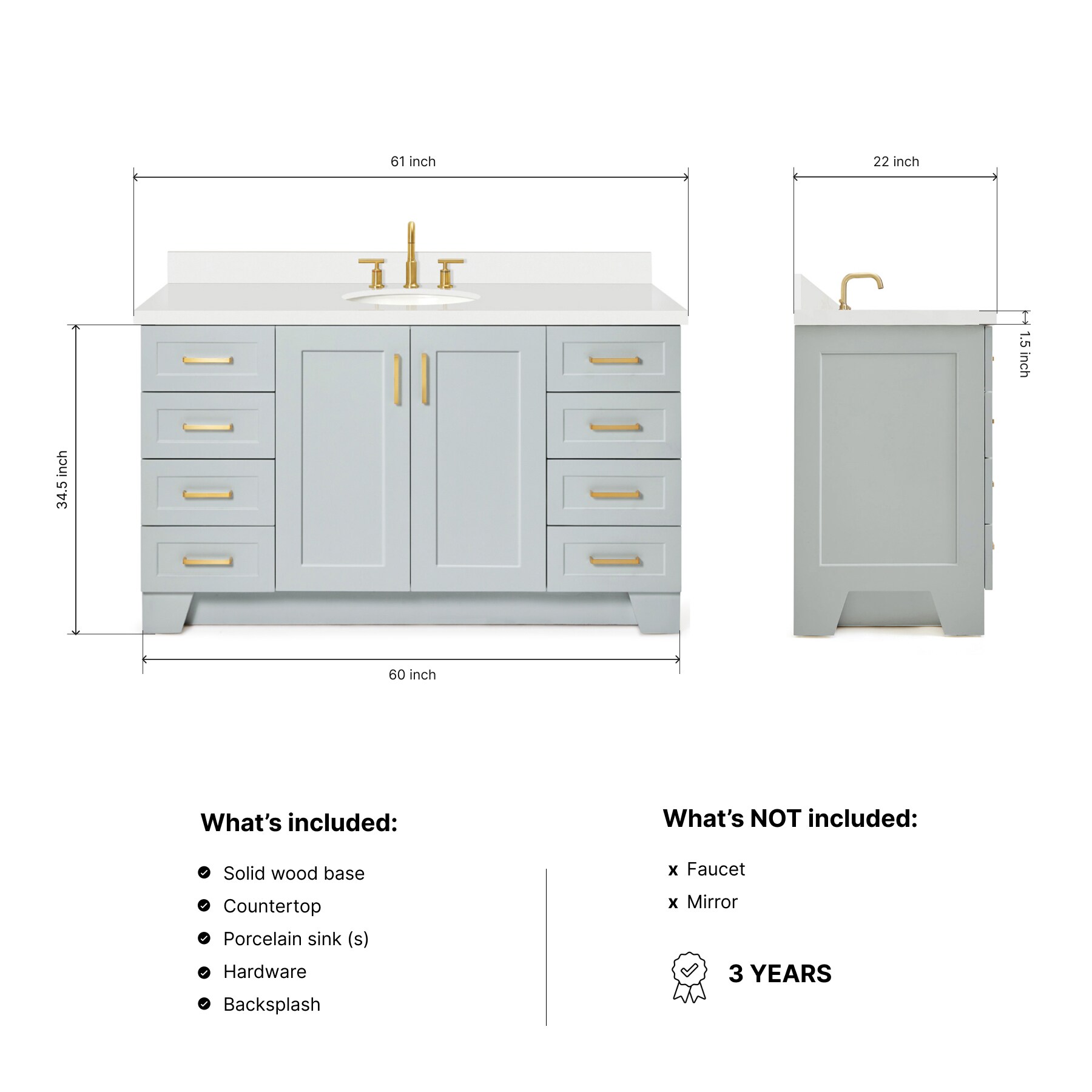 ARIEL Q061SWQOVOGRY Bath-Vanity-Combo - View #3