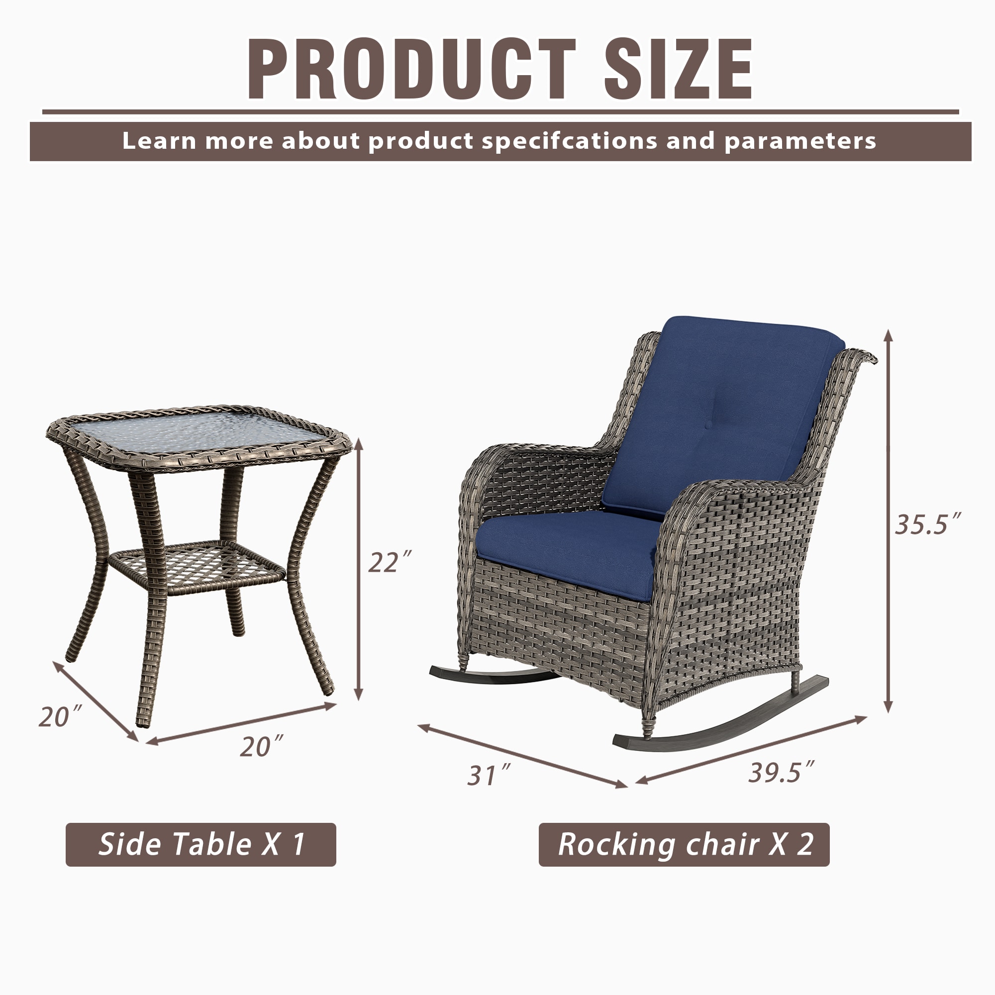 Gardenbee HGL-M11-BLU Patio-Conversation-Sets - View #5