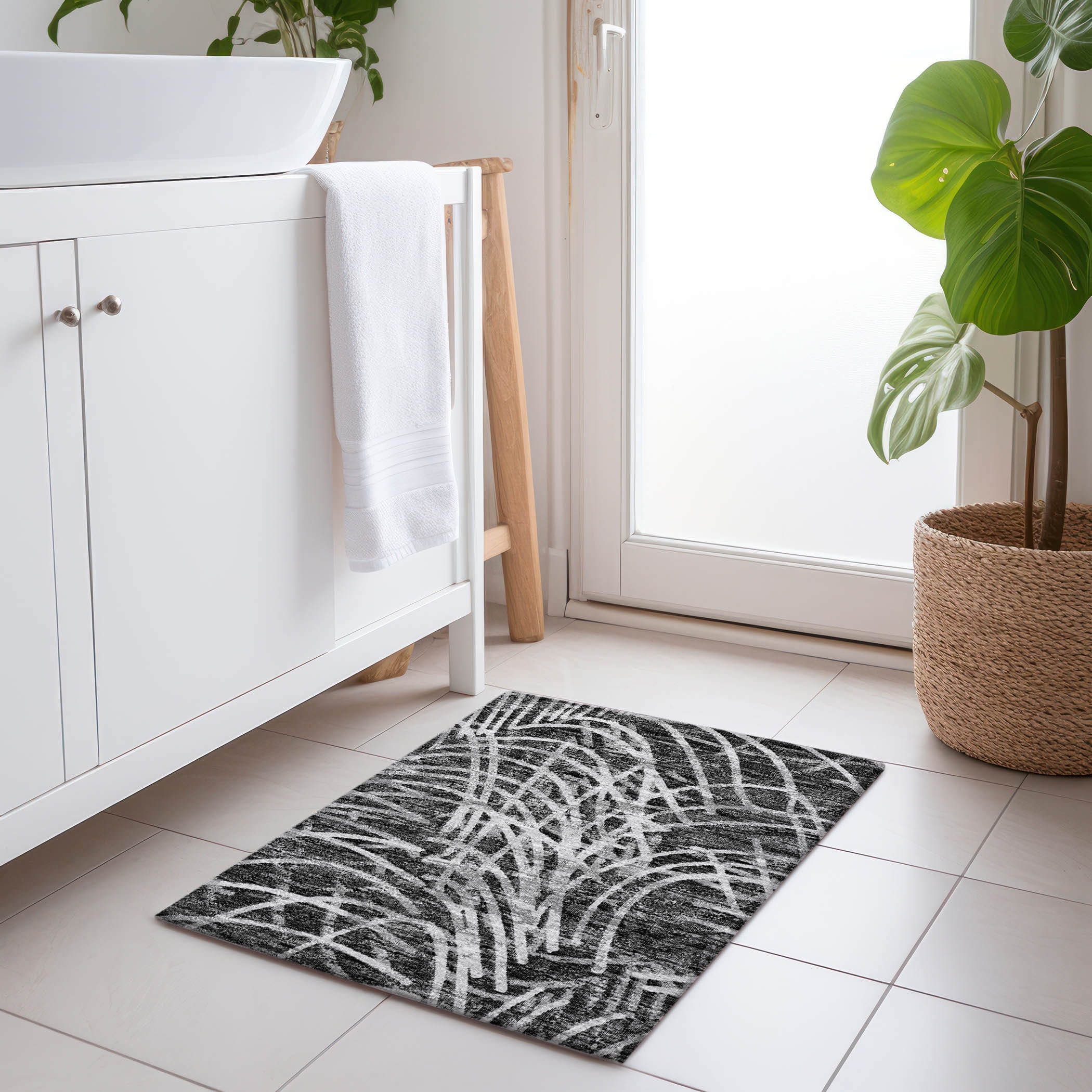 Addison Rugs AMF35CC20X30 Mayfield AMF35CC 2 x 3 (ft) Loomed Polyester Charcoal Rectangular Indoor Abstract Machine washable Area rug