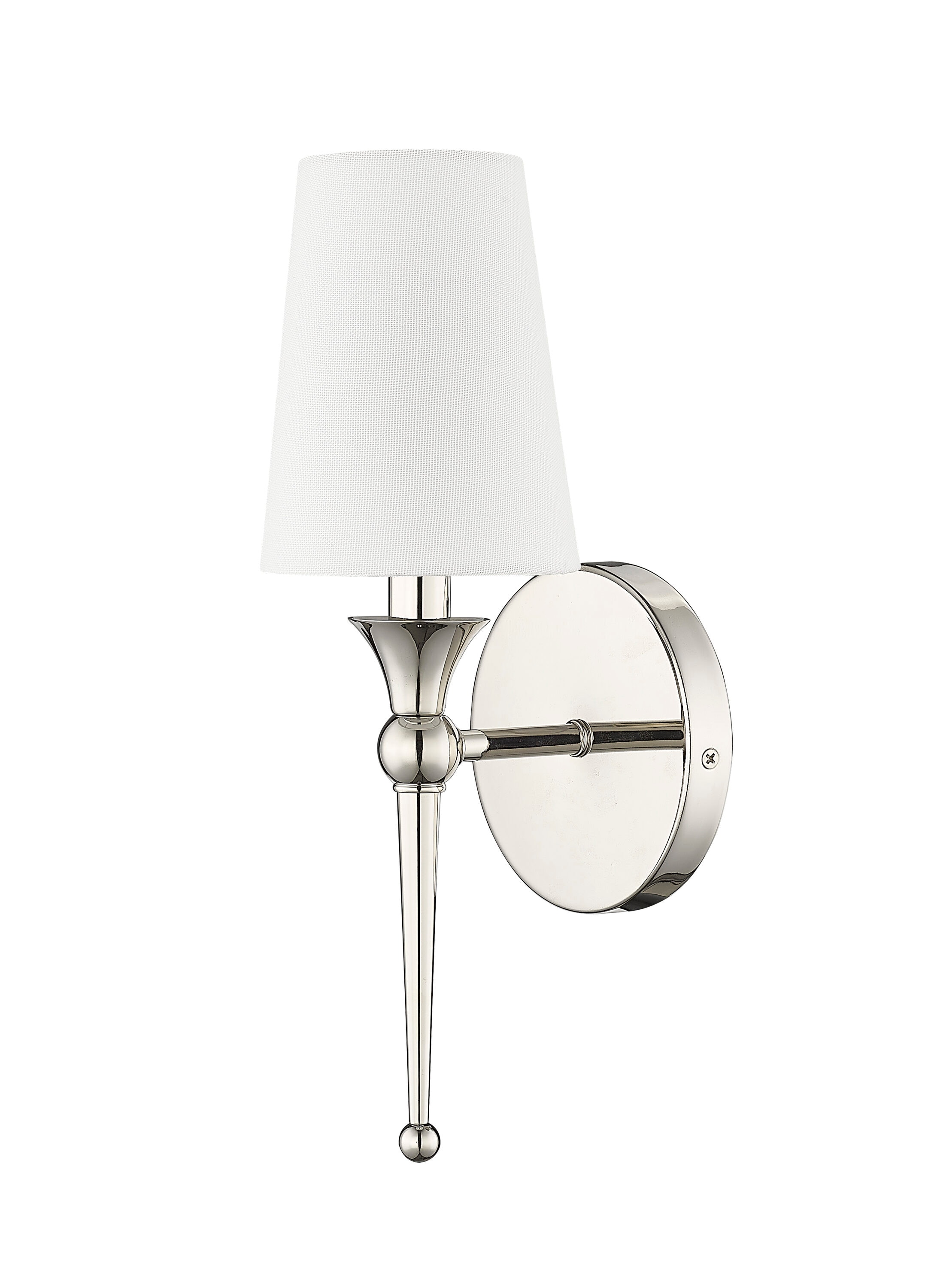 Polished Nickel 14" Direct Wired Wall Sconce with White Shade