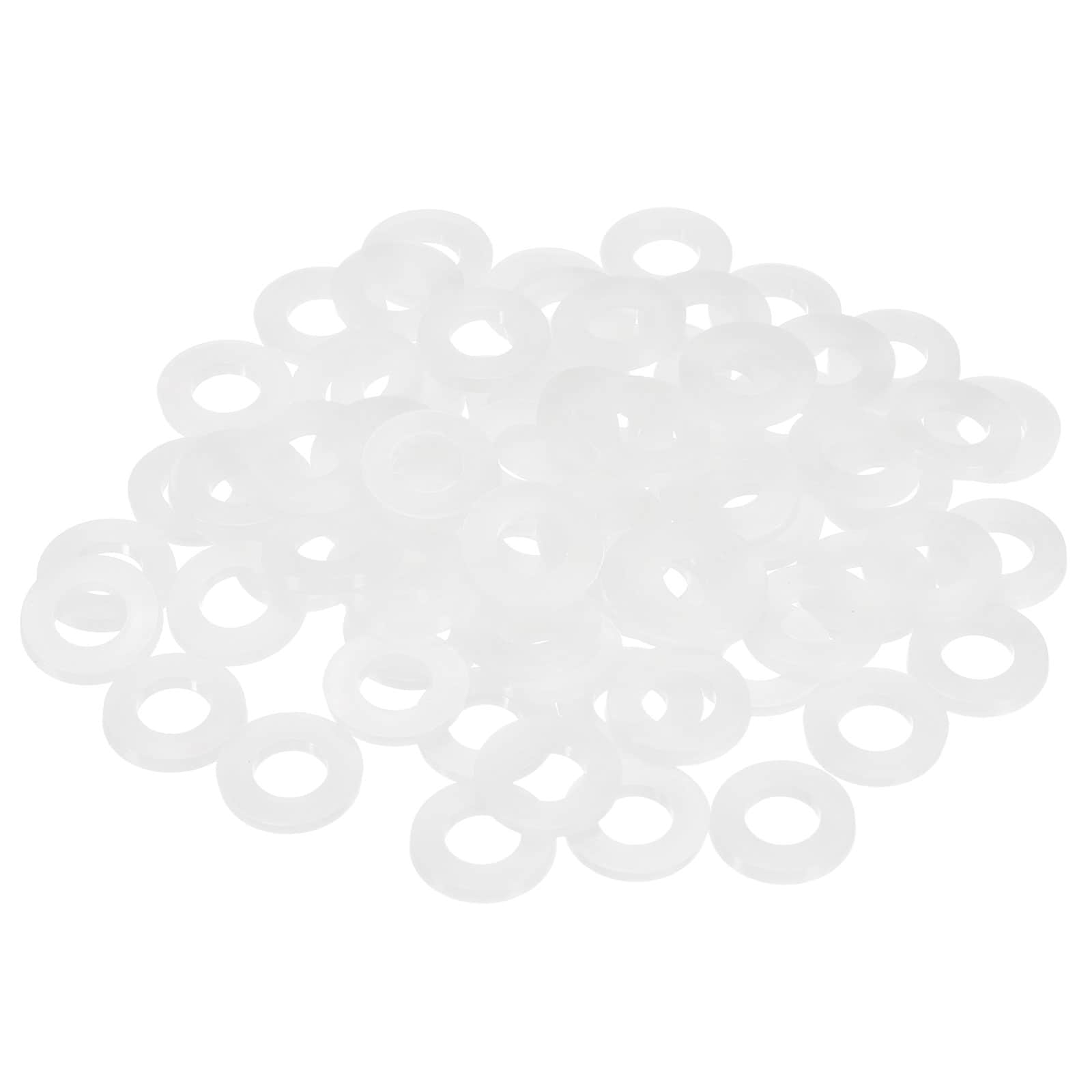 PATIKIL M8 Nylon Flat Washer 125pcs 8mm ID 16mm OD 2mm Thick Plastic Sealing Gasket Spacer for Fasten Screws Flanges Faucet Pipe Valves White
