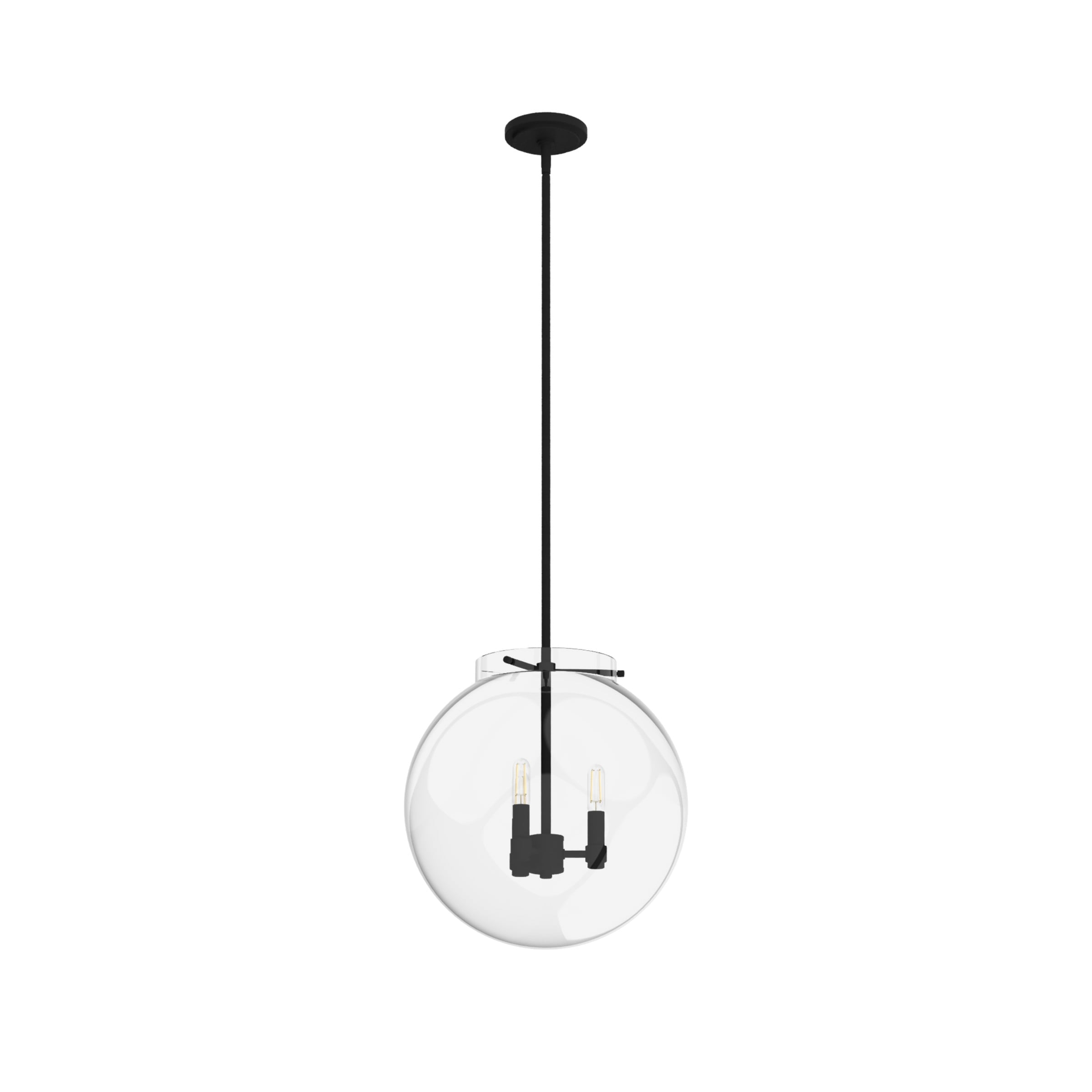 Sacha 3-Light Black Iron Globe Pendant with Clear Glass