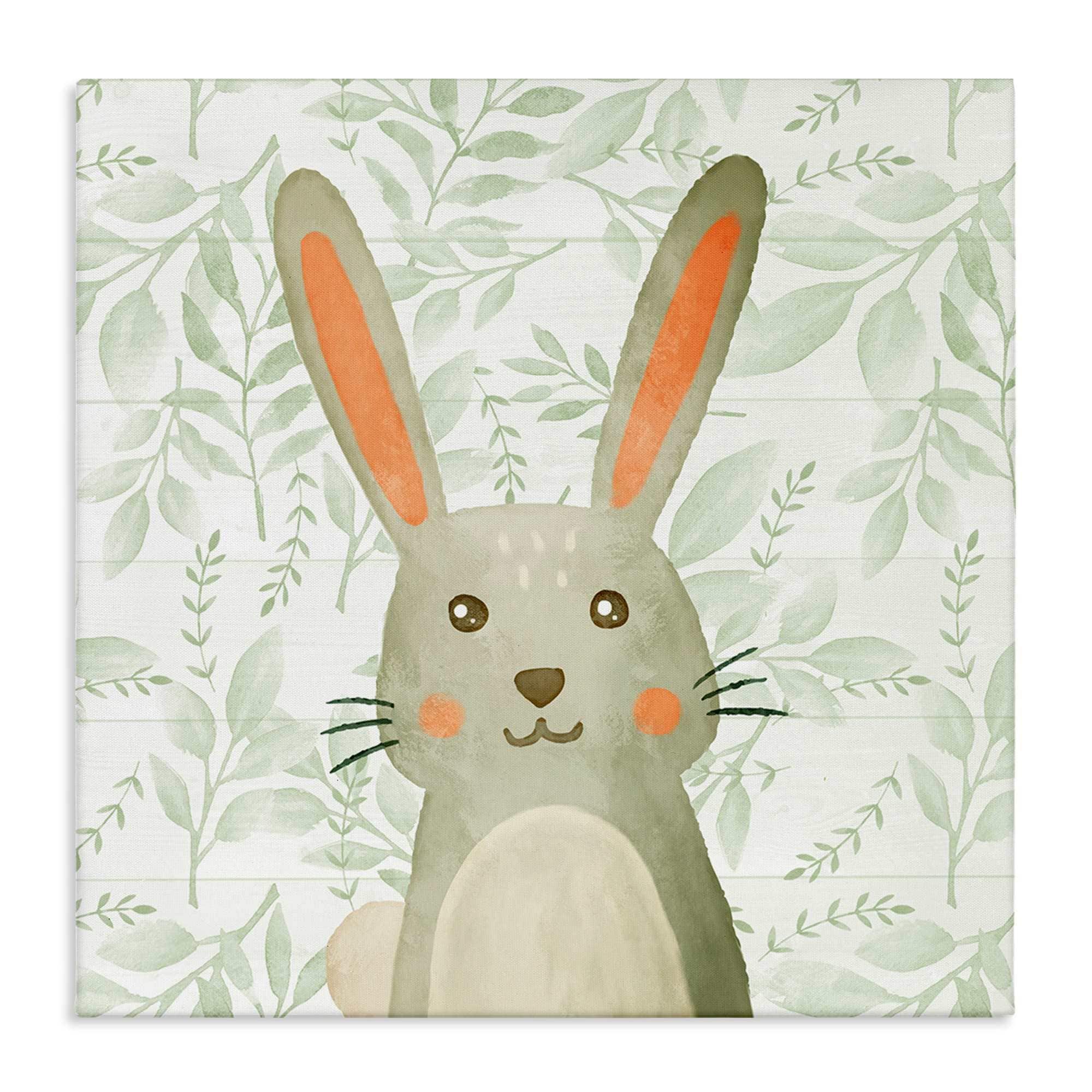 Stupell Industries BS-039-CN-24X24 Whimsical Bunny on Florals Canvas Wall Art By Kim Allen 24 x 24