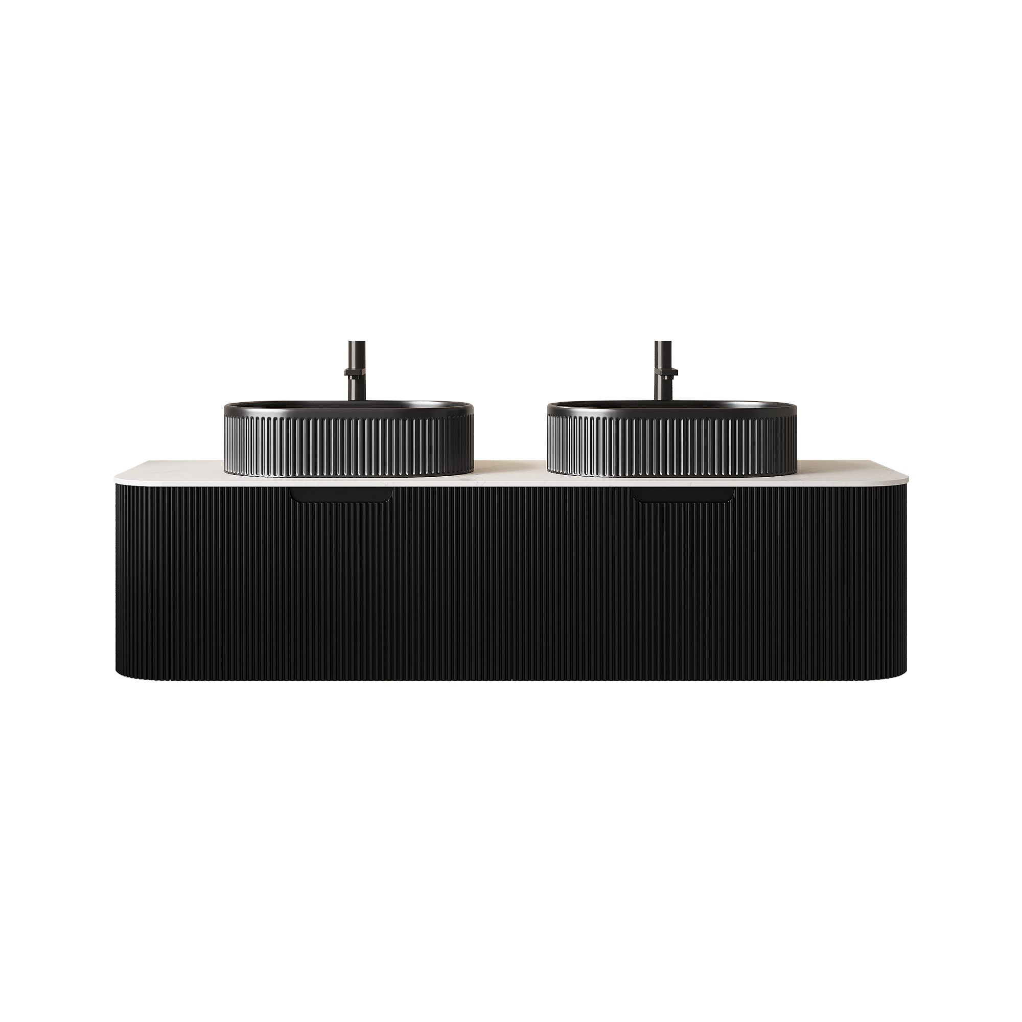 GDFStudio Dina 60 in. Modern Floating Double Sink Bathroom Vanity with ...