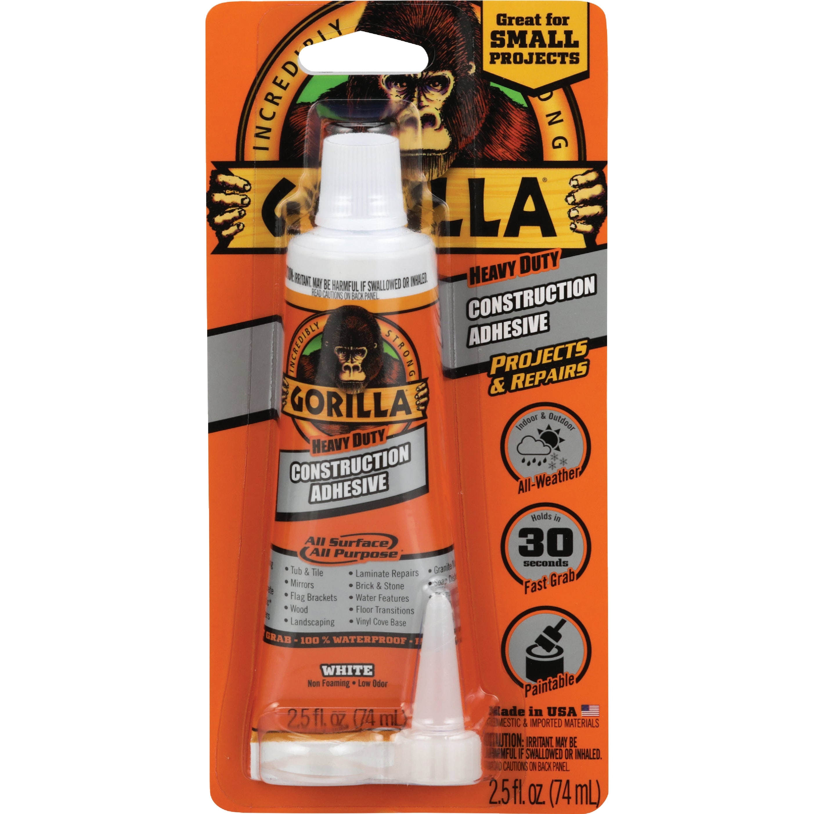 Gorilla  Heavy Duty Construction Adhesive 25 oz Squeeze Tube Pack of 5 Waterproof and Versatile