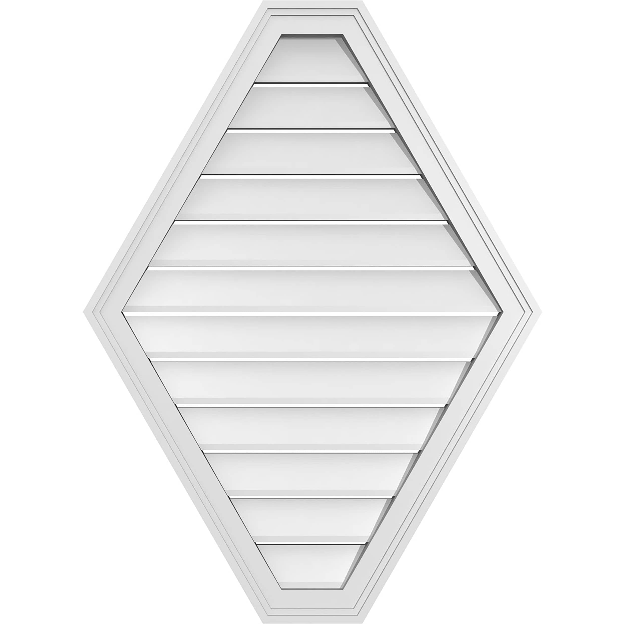 Ekena Millwork GVPHP28X3802SF 28-Inches x 38-Inches Off-white Peaked PVC Gable Louver Vent