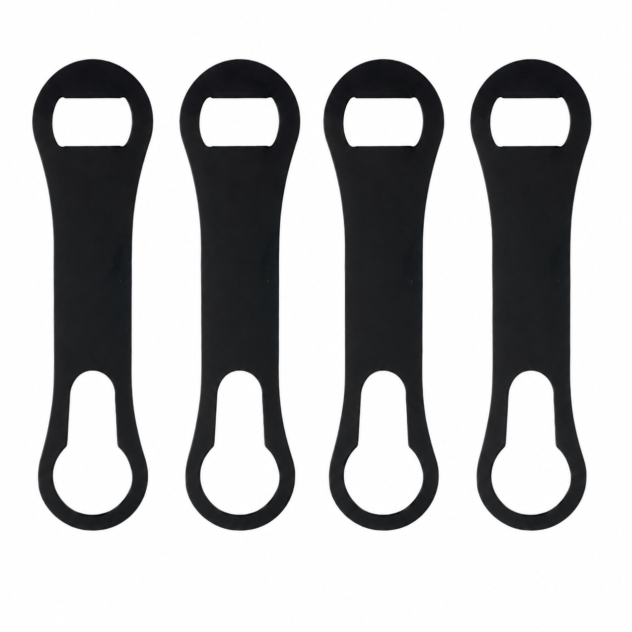 Aoibox  2 in 1 Stainless Steel Bar Key Flat Bottle Opener and Pour Spout Remover Black Set of 4 Beer Bartender